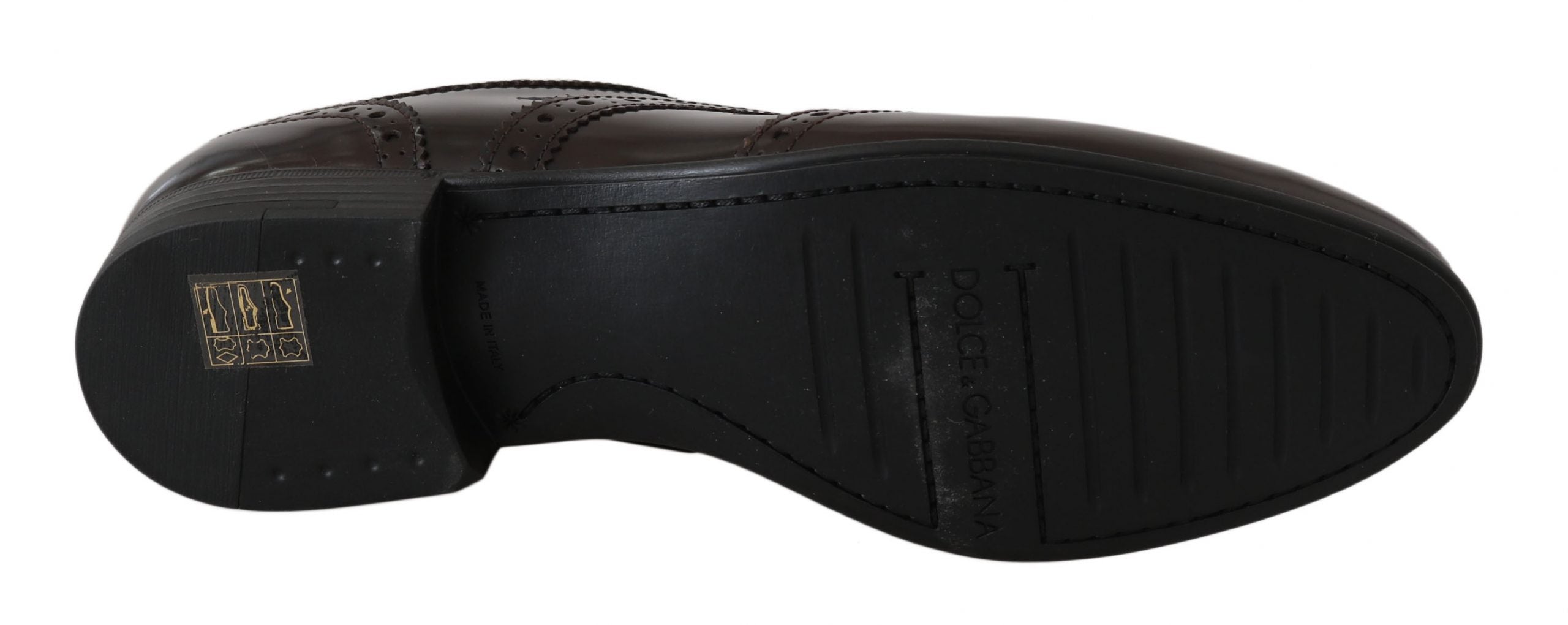New Dolce & Gabbana Brown Leather Broques Oxford Wingtip Shoes