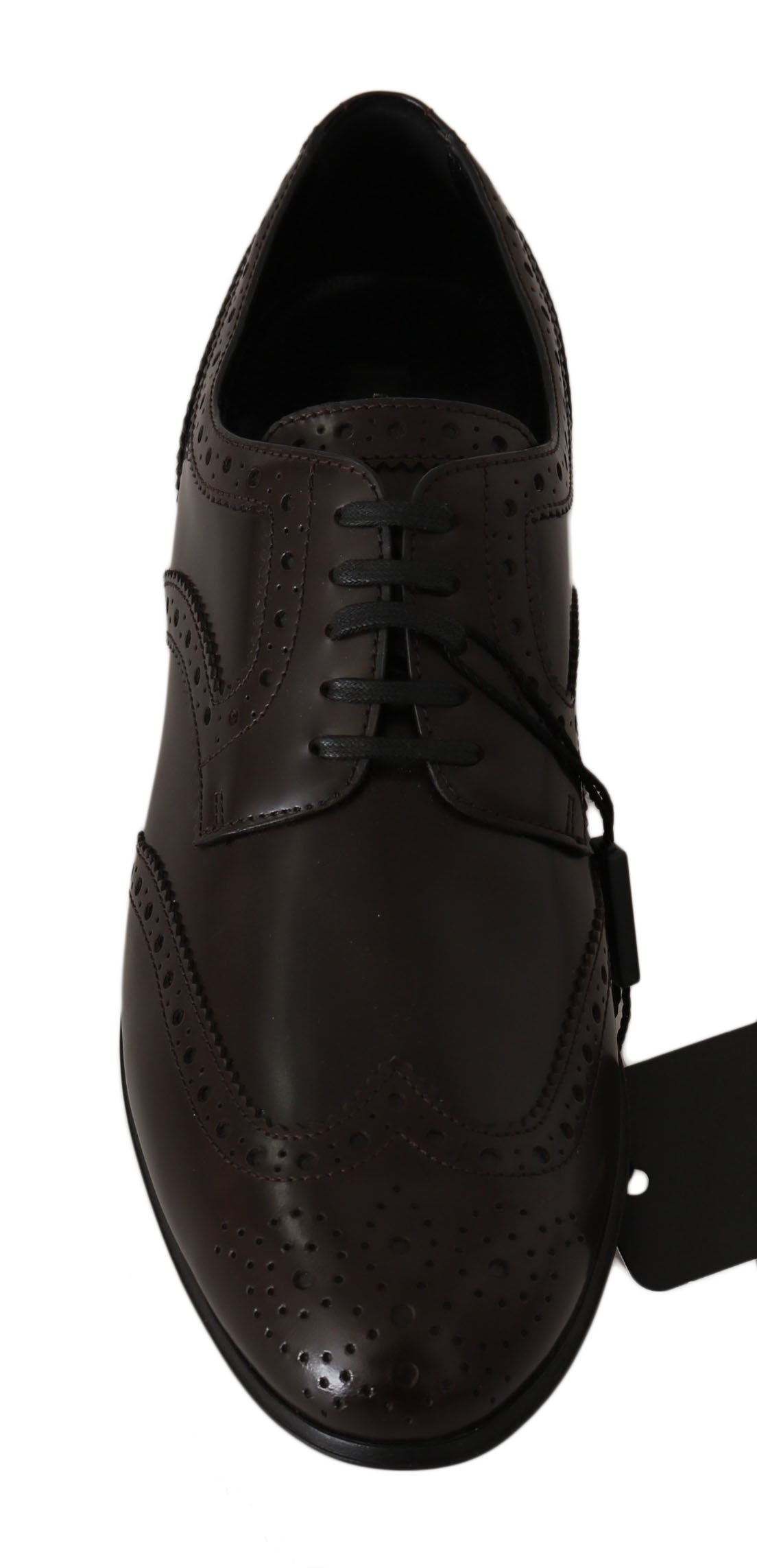 New Dolce & Gabbana Brown Leather Broques Oxford Wingtip Shoes