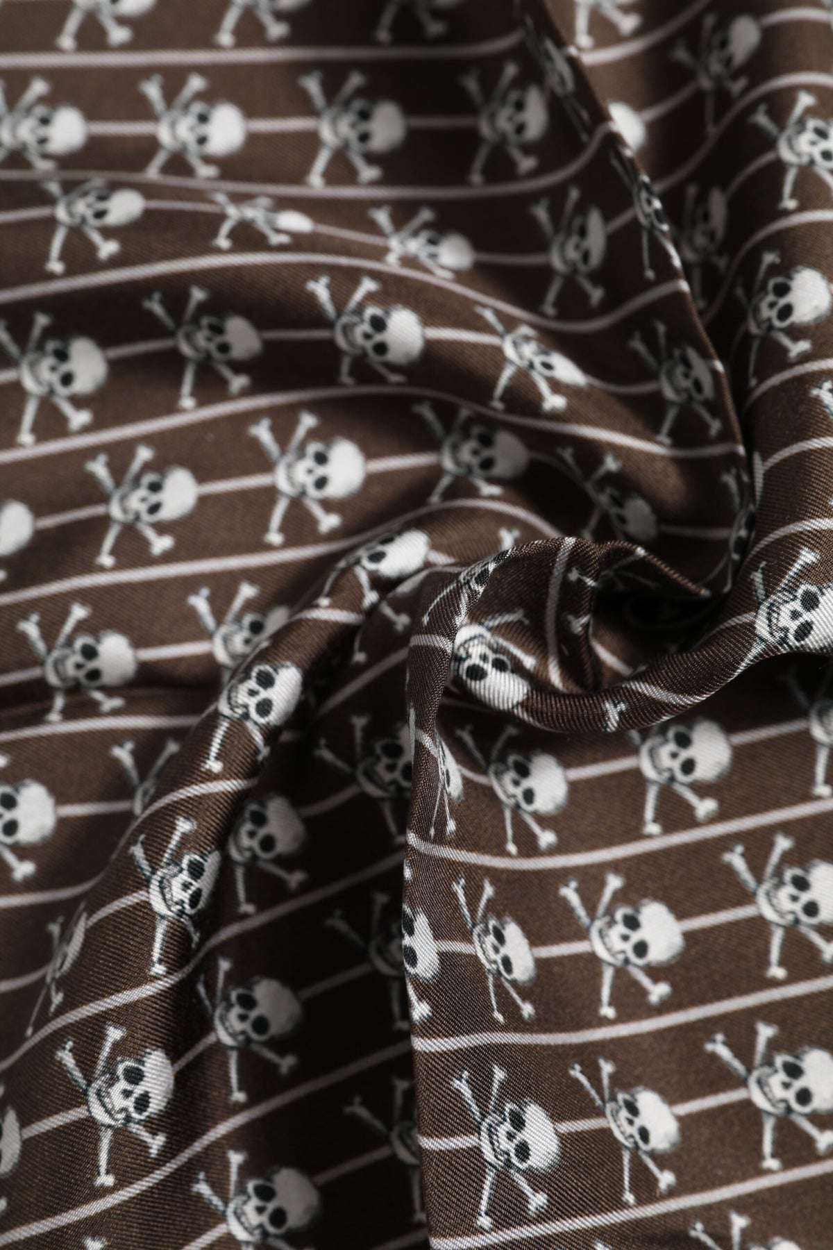 New Dolce & Gabbana Brown Skull Silk Square Men Foulard Scarf