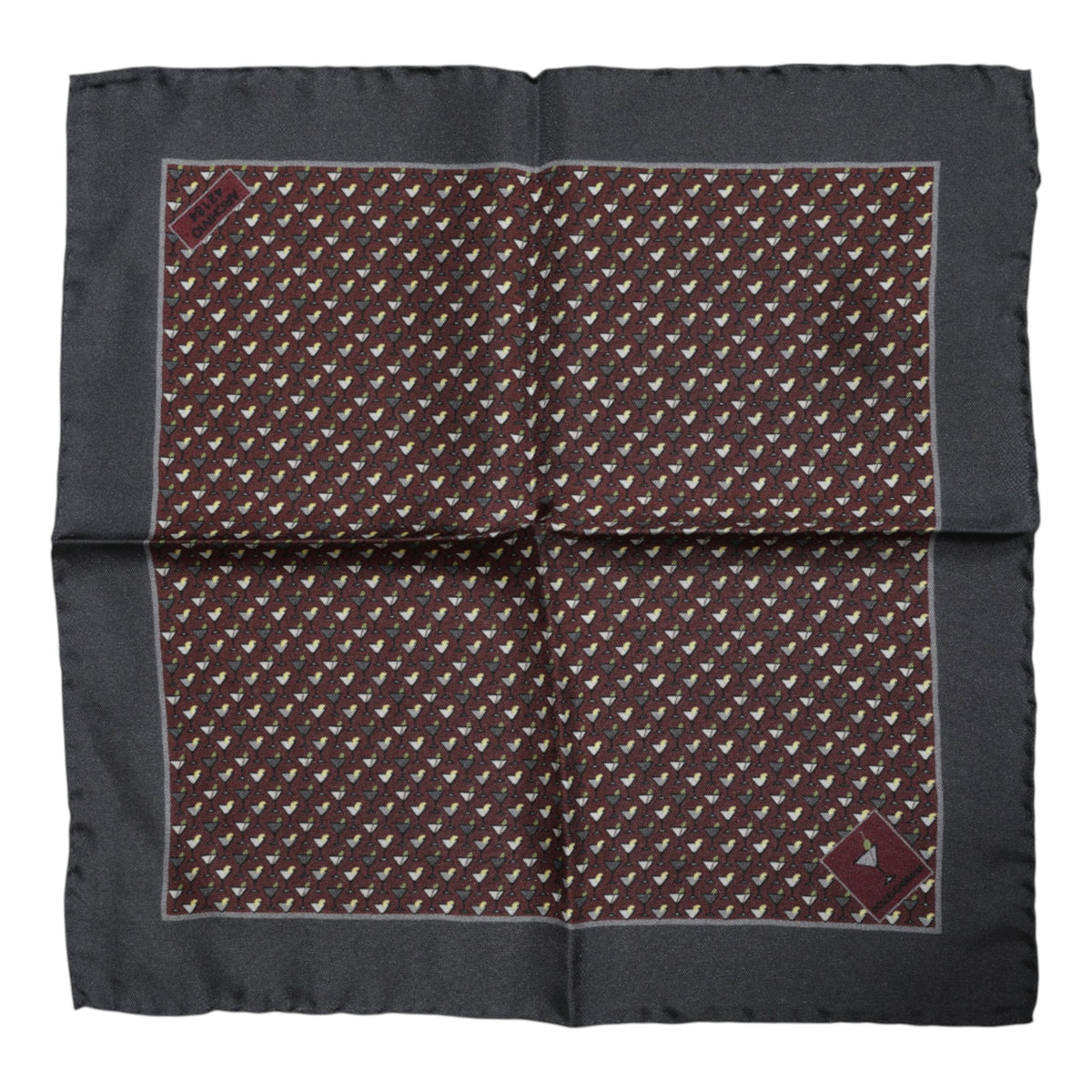 New Dolce & Gabbana Maroon Cocktail Silk Square Foulard Scarf