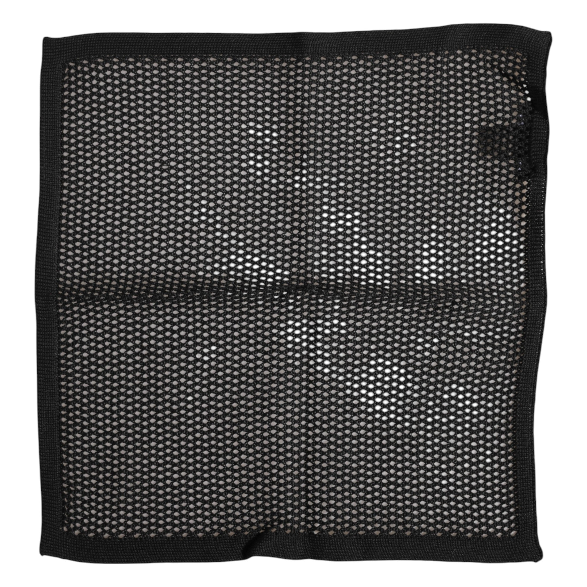 New Dolce & Gabbana Black Patterned Cotton Square Foulard Scarf