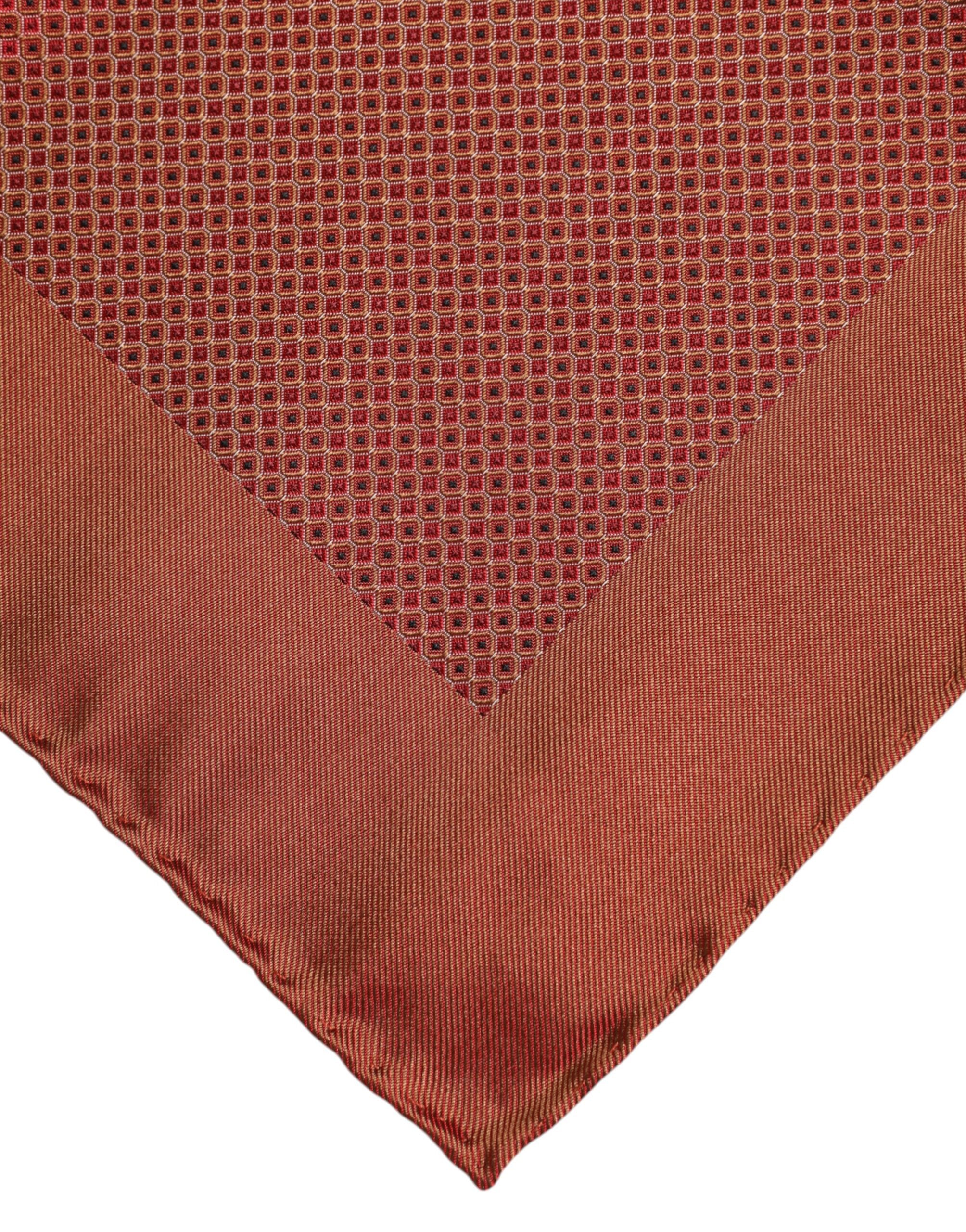 New Dolce & Gabbana Orange Silk Square Men Foulard Scarf