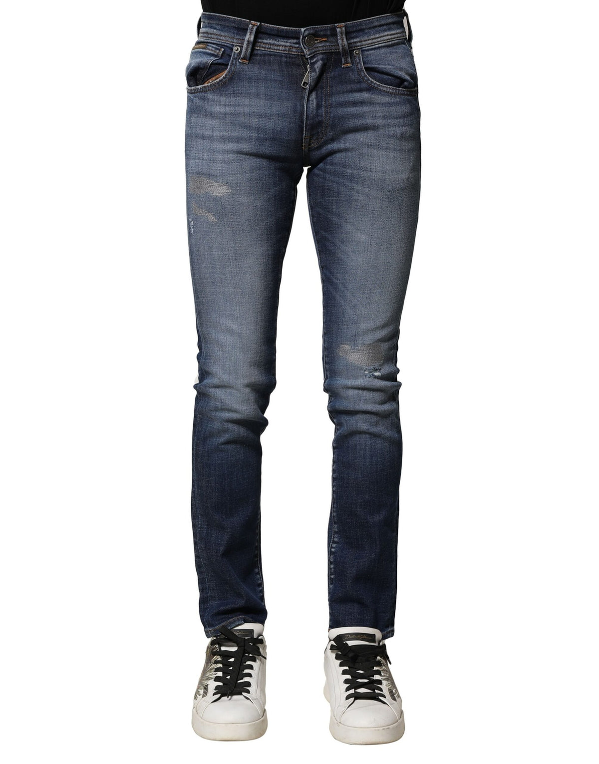 New Dolce & Gabbana Blue Washed Cotton Slim Fit Men Denim Jeans
