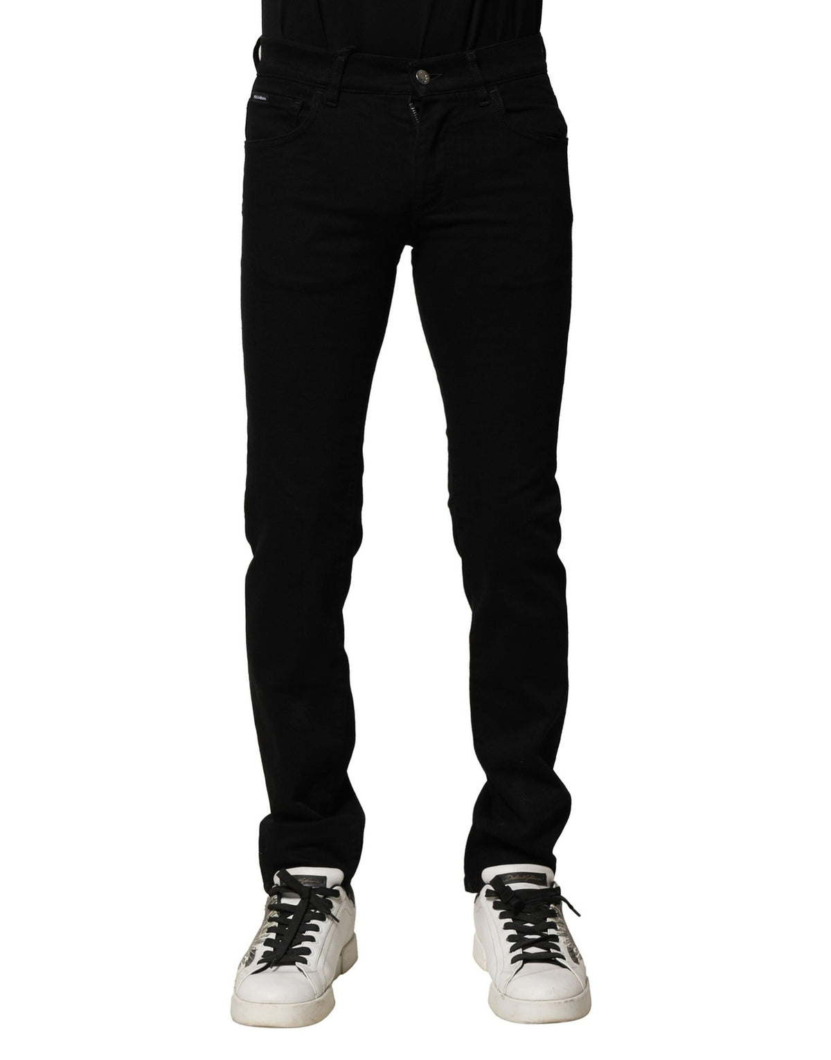 New Dolce & Gabbana Black Cotton Stretch Skinny Men Denim Jeans
