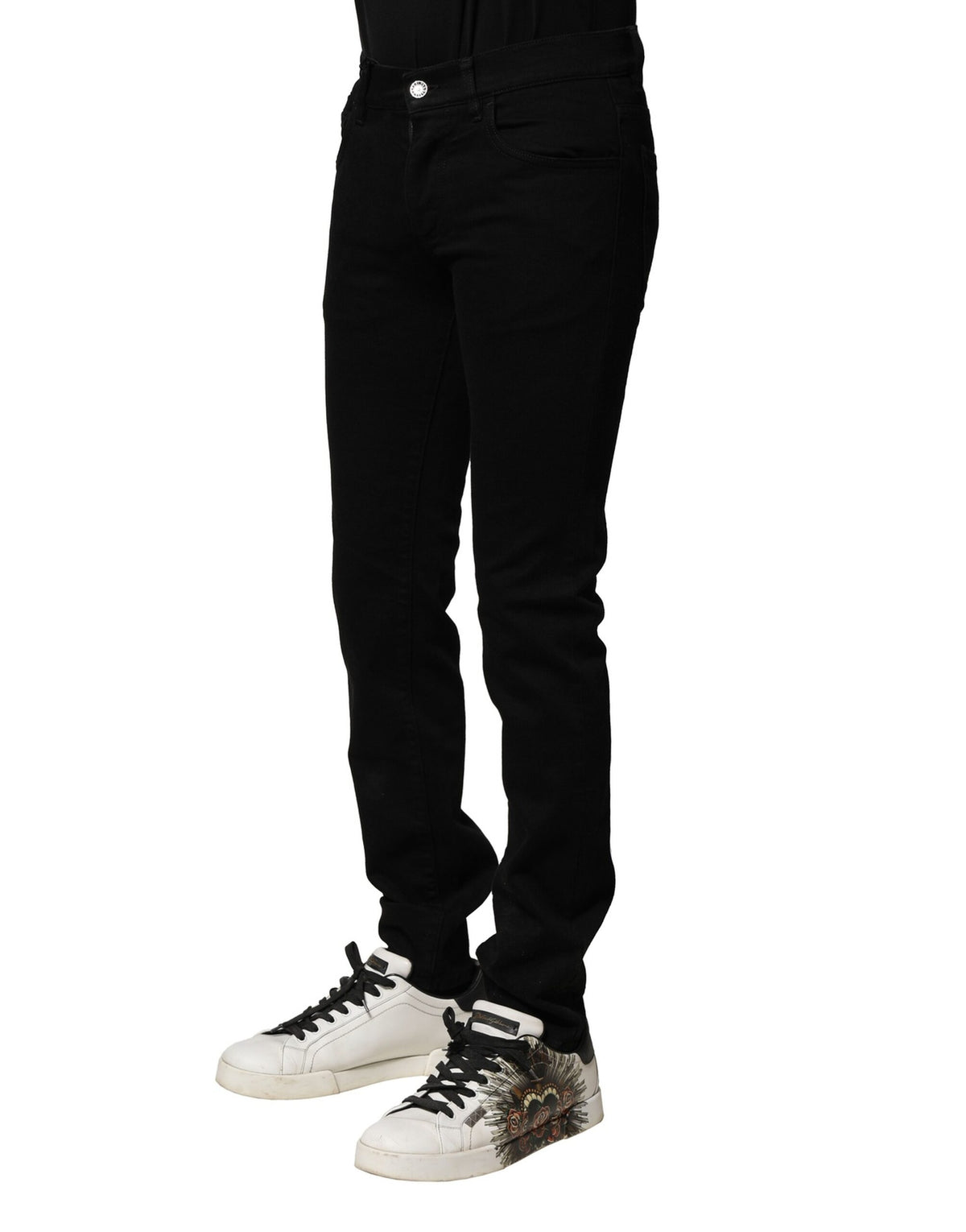 New Dolce & Gabbana Black Cotton Stretch Skinny Men Denim Jeans
