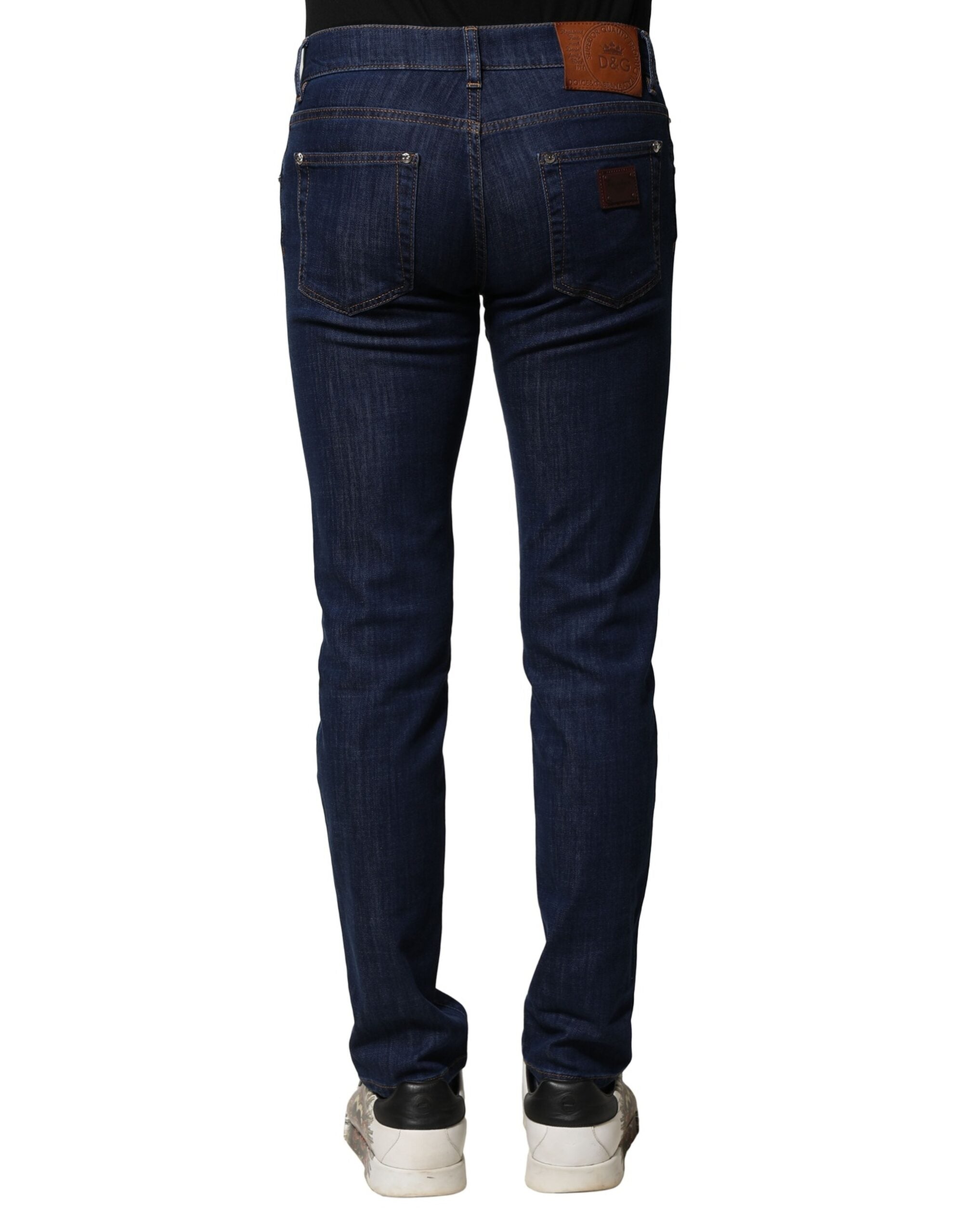 New Dolce & Gabbana Blue Cotton Stretch Skinny Men Denim Jeans
