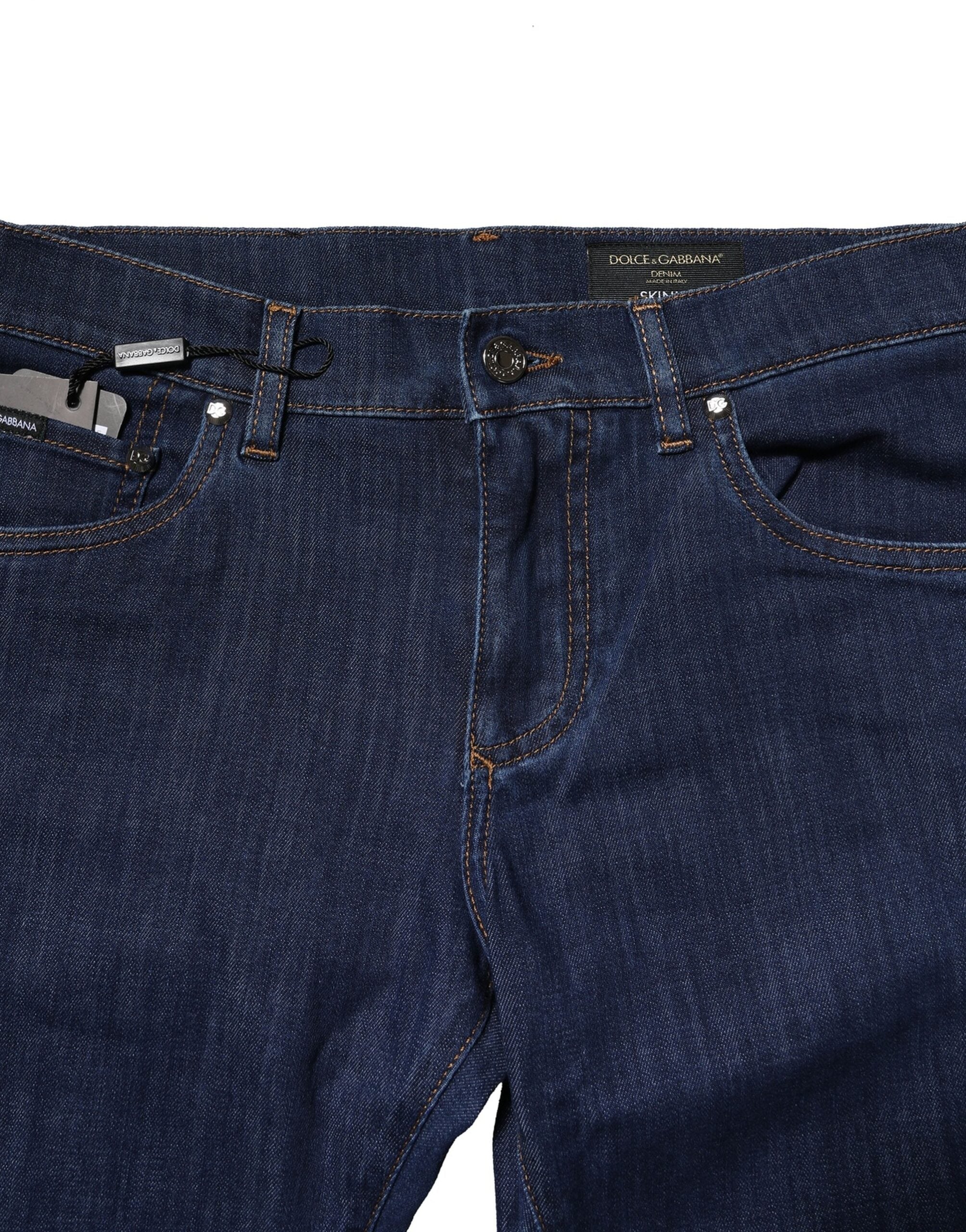 New Dolce & Gabbana Blue Cotton Stretch Skinny Men Denim Jeans