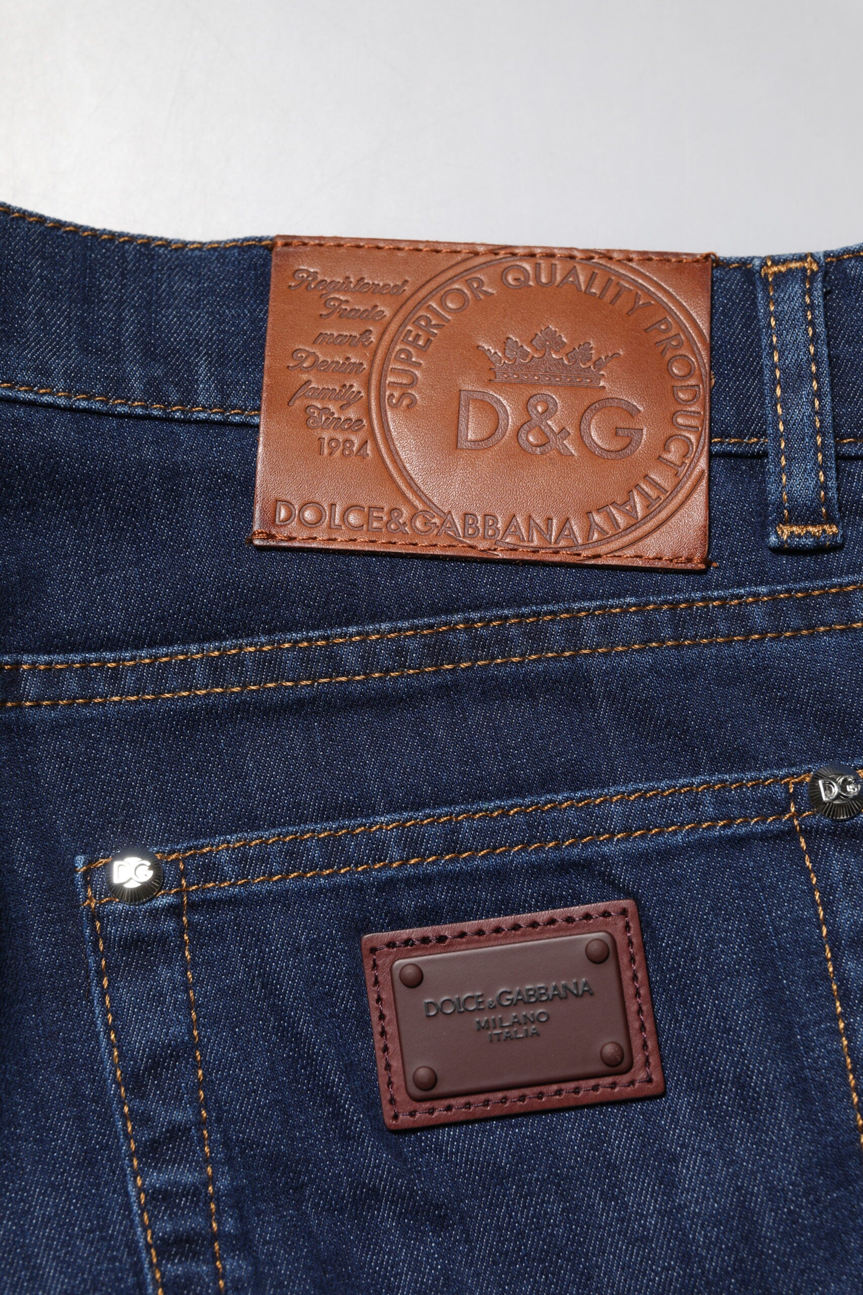 New Dolce & Gabbana Blue Cotton Stretch Skinny Men Denim Jeans