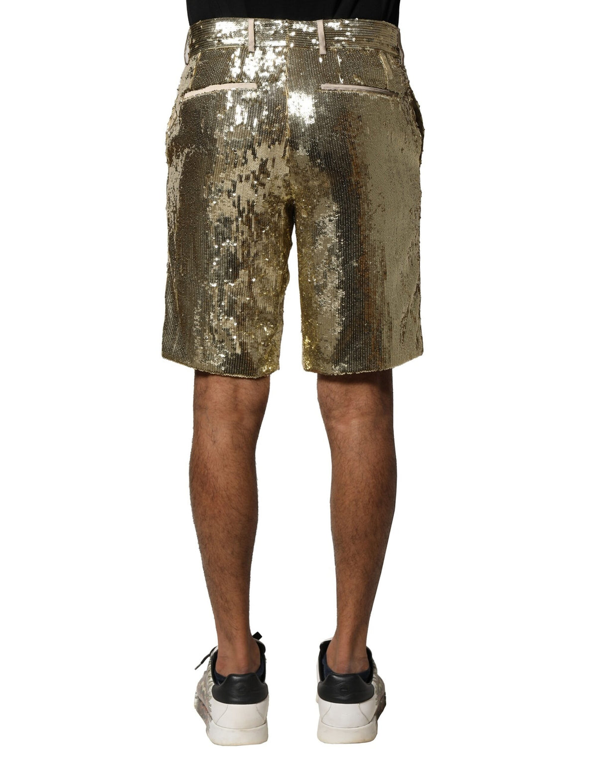 New Dolce & Gabbana Gold Sequin Embellished Bermuda Shorts