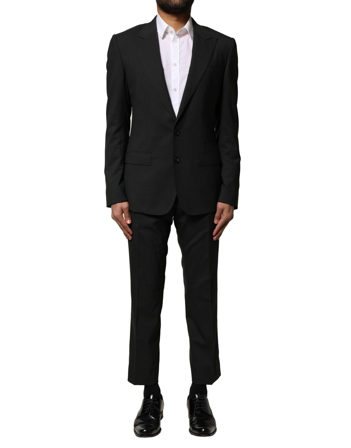 New Dolce & Gabbana Black Wool 2 Piece Single Breasted Suit
