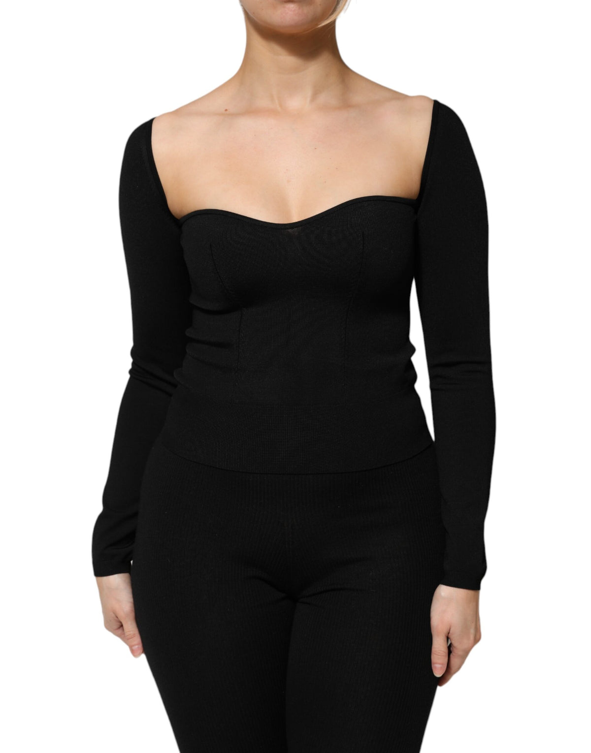 New Dolce & Gabbana Black Long Sleeve Pullover Blouse Top