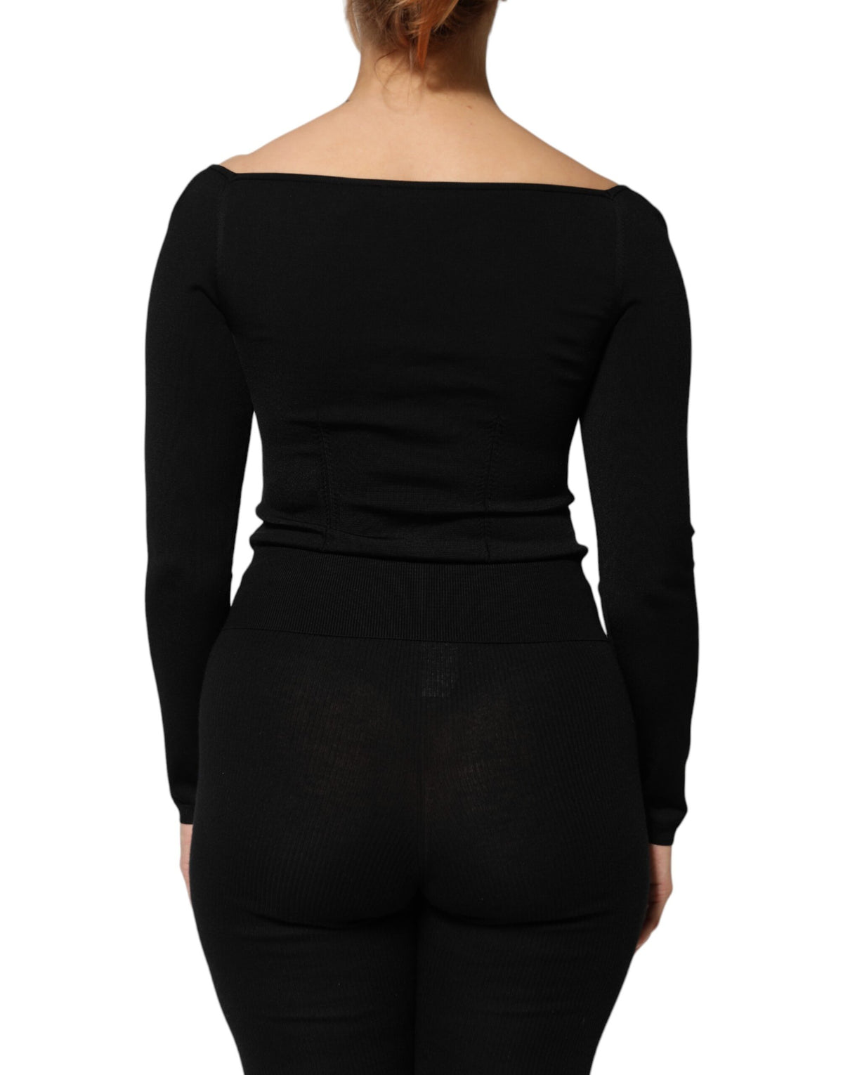 New Dolce & Gabbana Black Long Sleeve Pullover Blouse Top