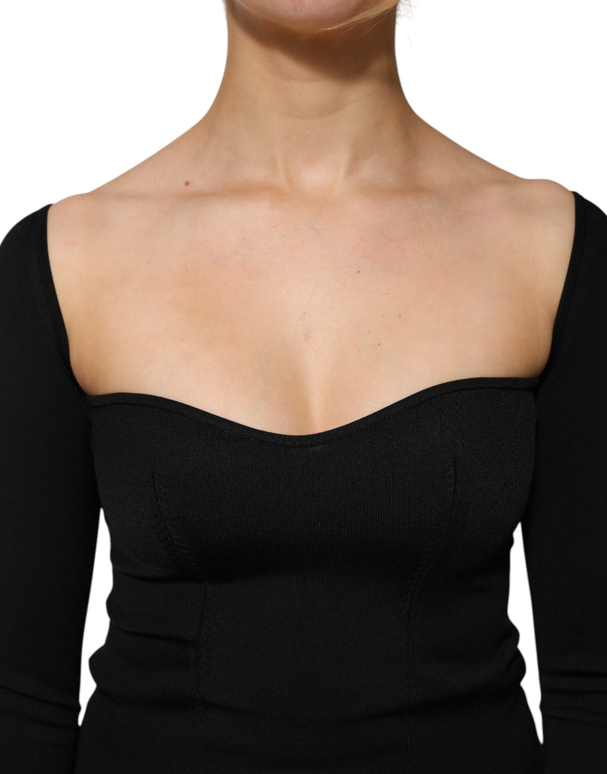 New Dolce & Gabbana Black Long Sleeve Pullover Blouse Top