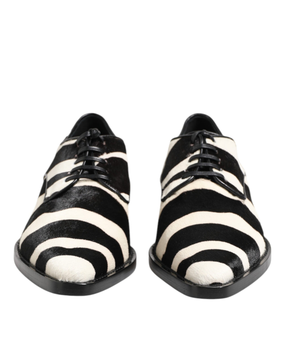 New Dolce & Gabbana Black White Zebra Pony Fur Dress Shoes