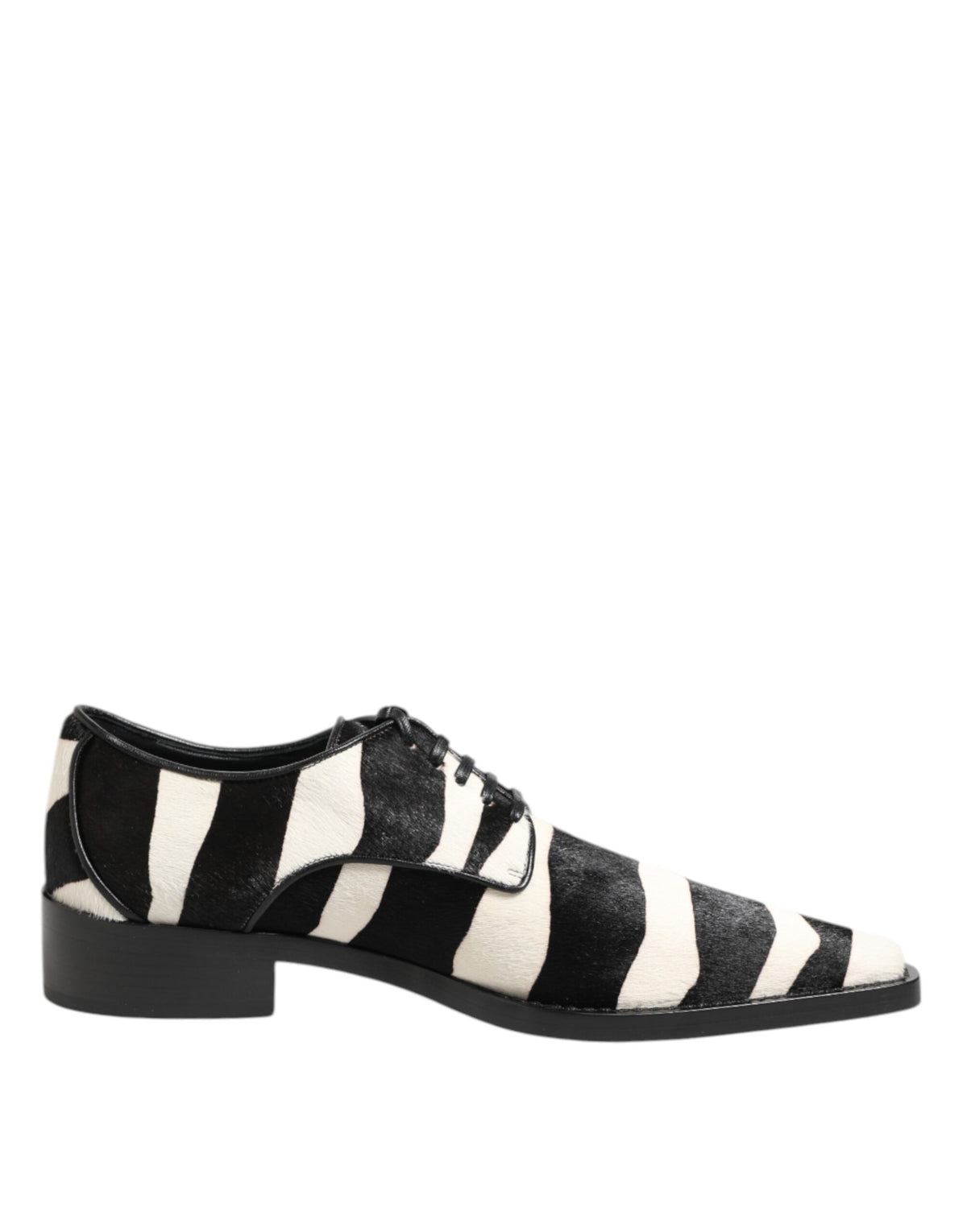 New Dolce & Gabbana Black White Zebra Pony Fur Dress Shoes