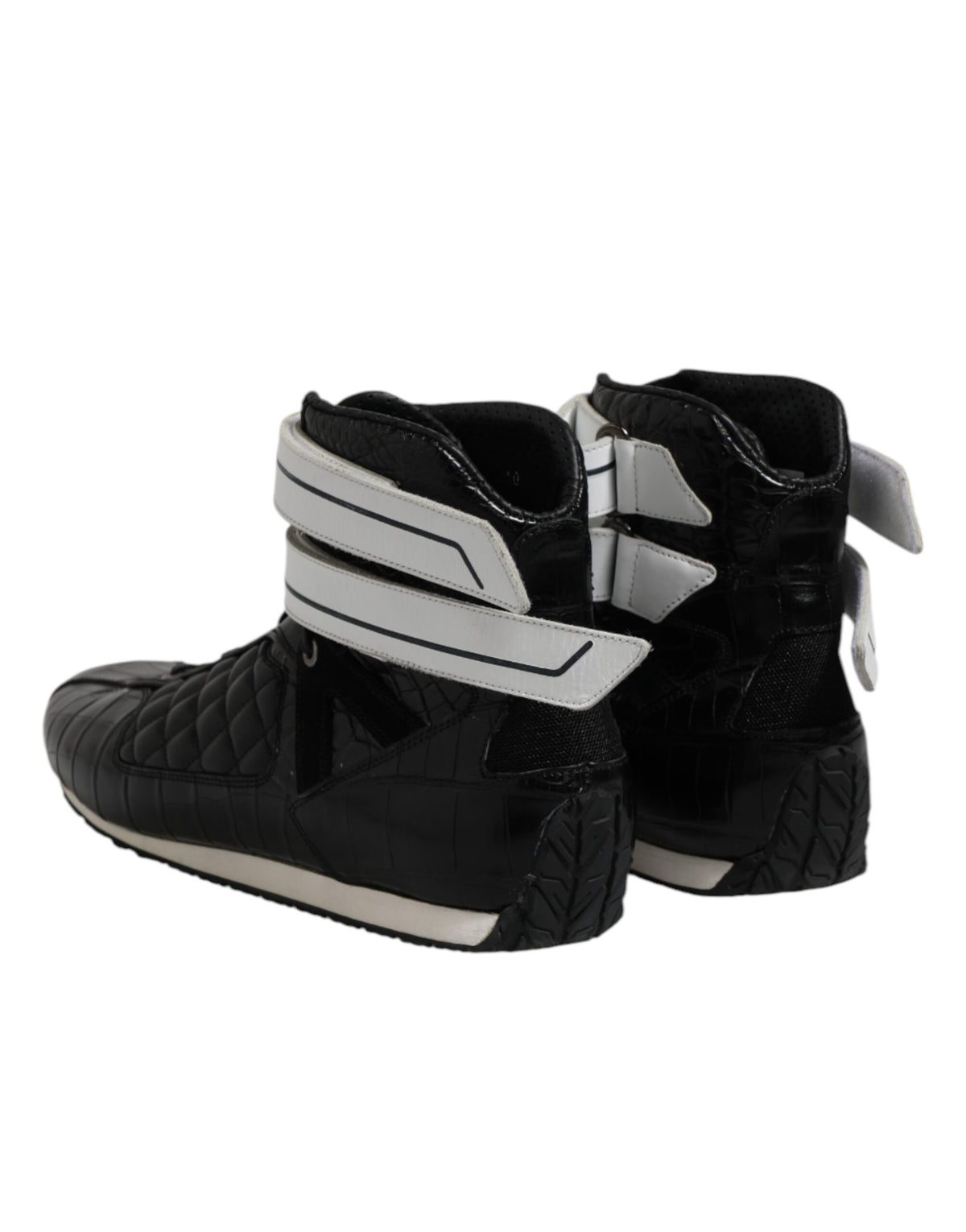 New Dolce & Gabbana Black Quilted Leather Lace Up Sneakers Shoes