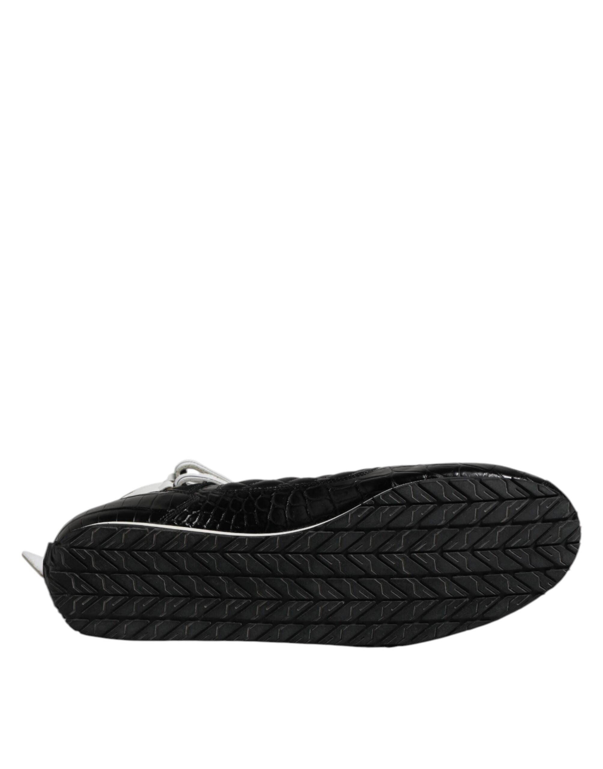 New Dolce & Gabbana Black Quilted Leather Lace Up Sneakers Shoes