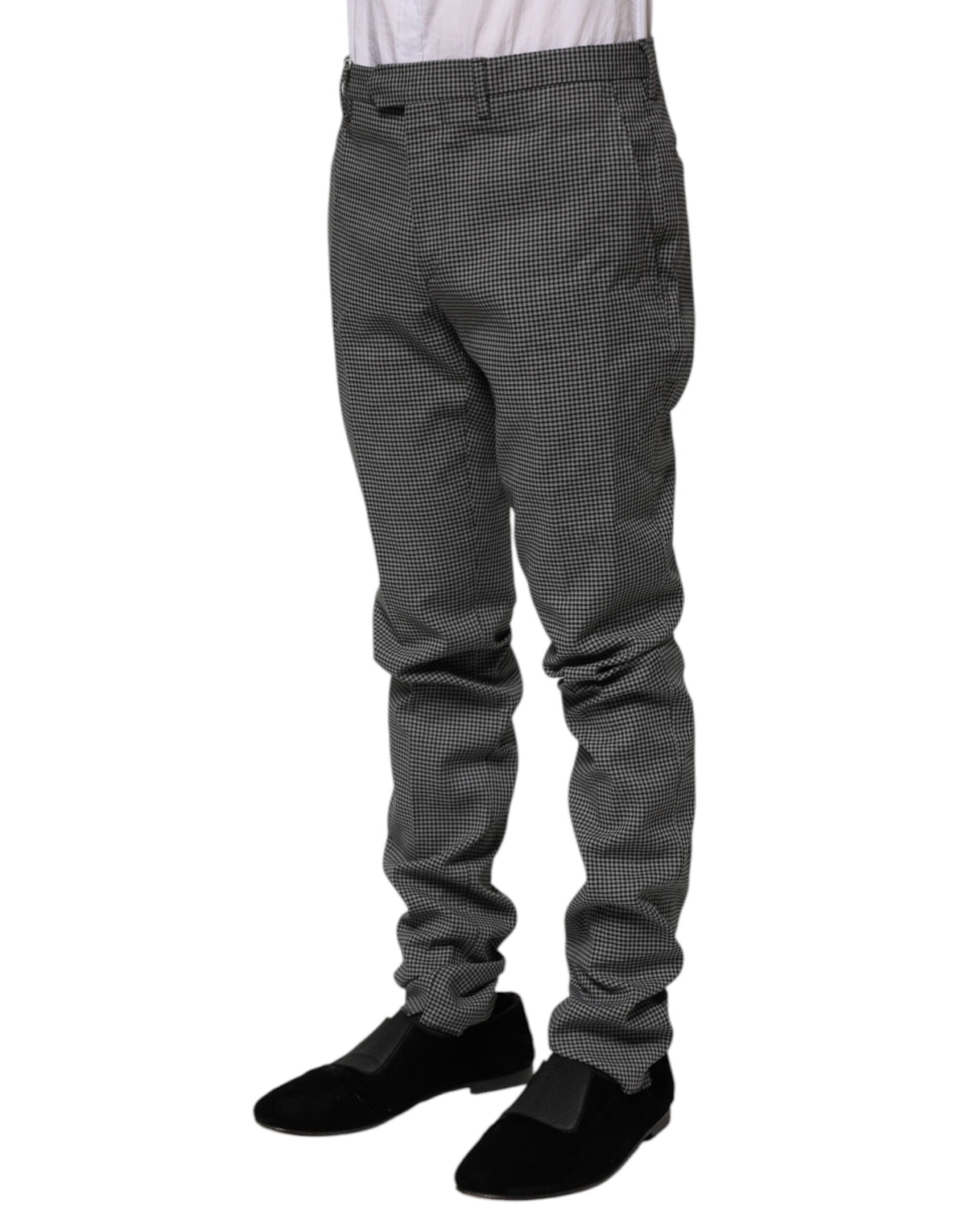 New BENCIVENGA Black White Checkered Tapered Dress Pants
