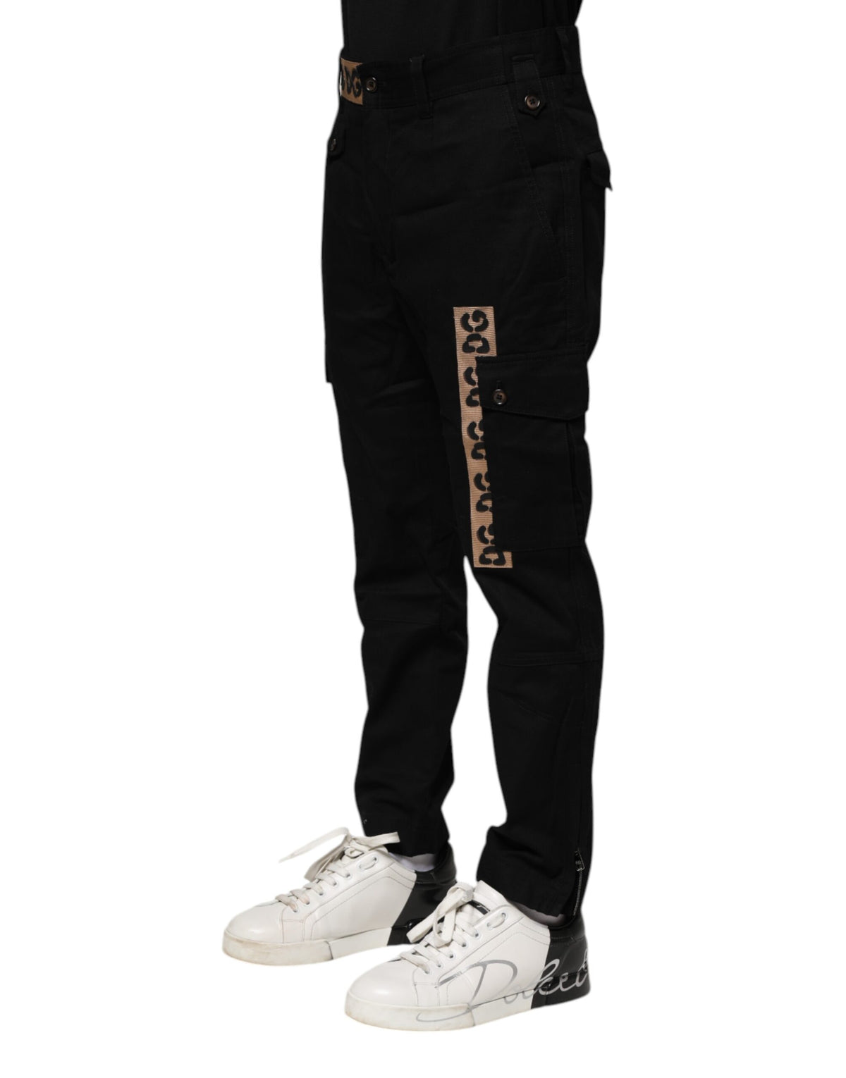 New Dolce & Gabbana Black Cotton Cargo Casual Pants