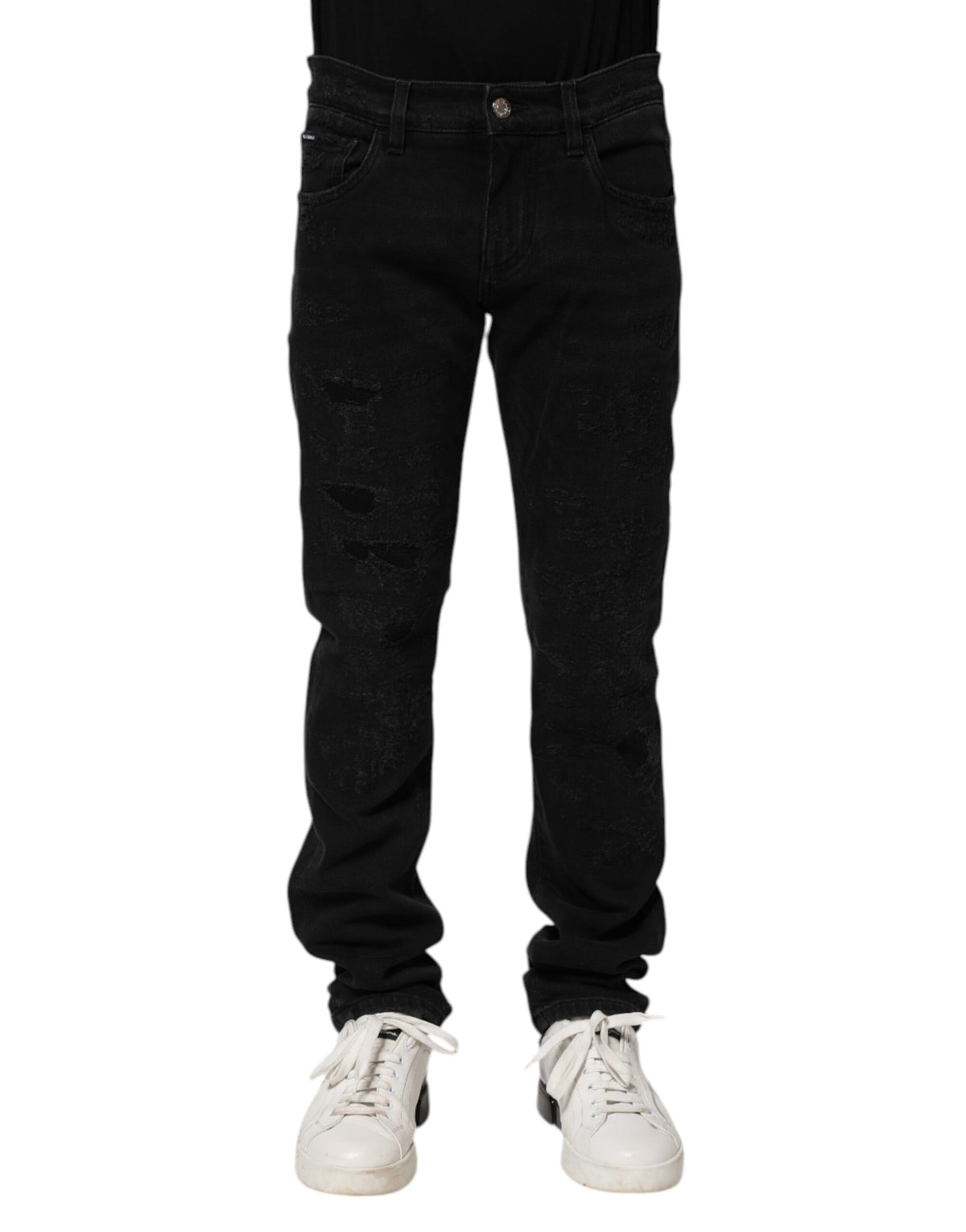 New Dolce & Gabbana Black Cotton Skinny Men Denim Jeans