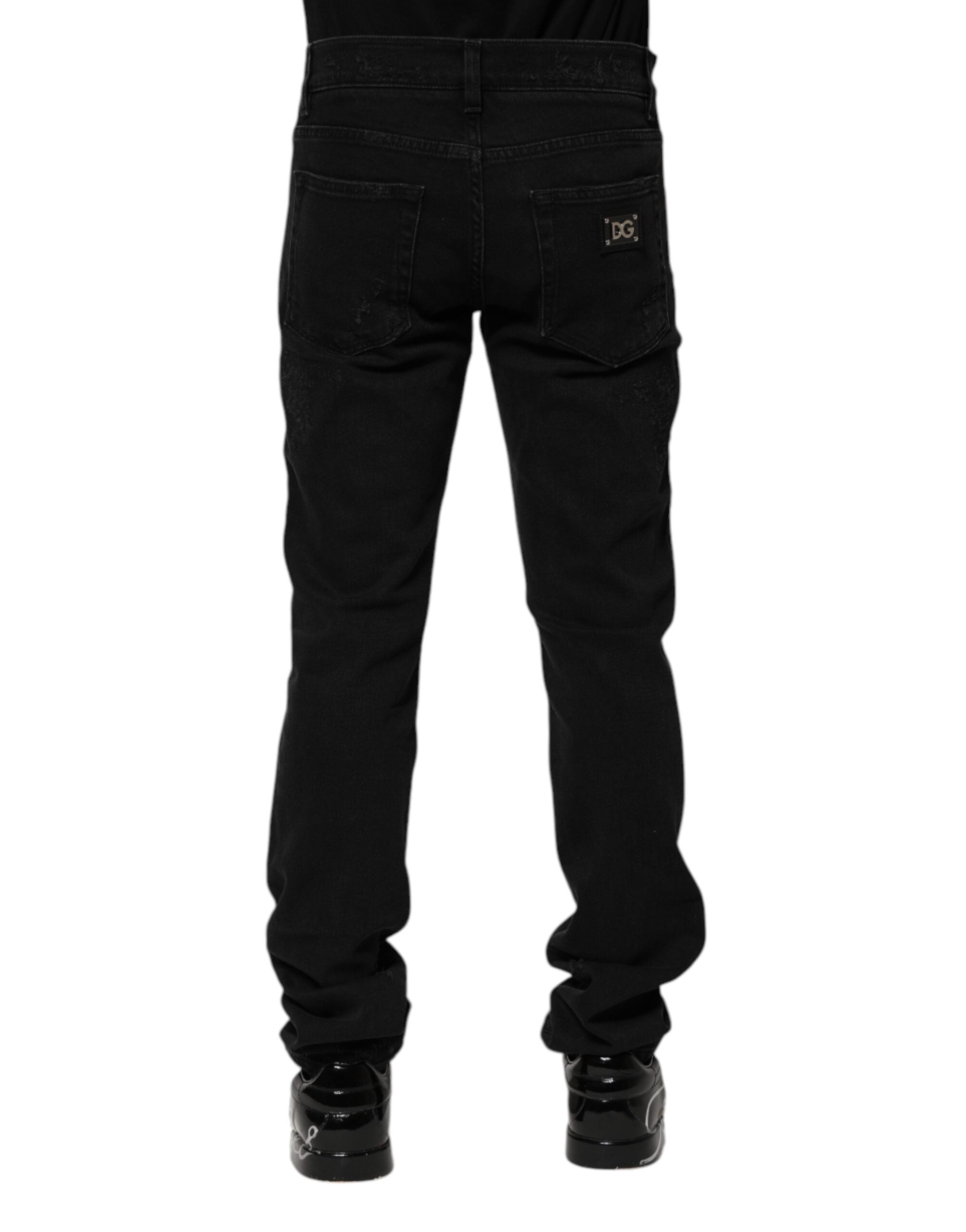 New Dolce & Gabbana Black Cotton Skinny Men Denim Jeans