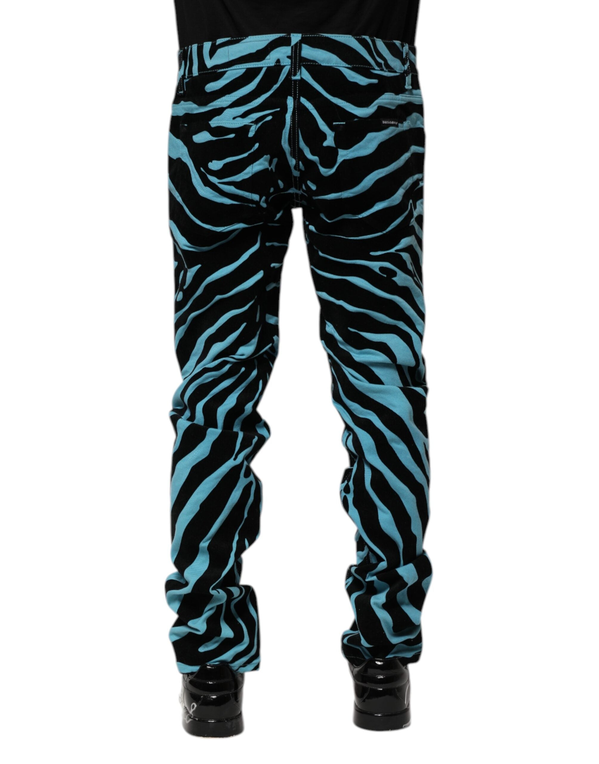 Dolce & Gabbana Blue Black Stripes Skinny Denim Jeans