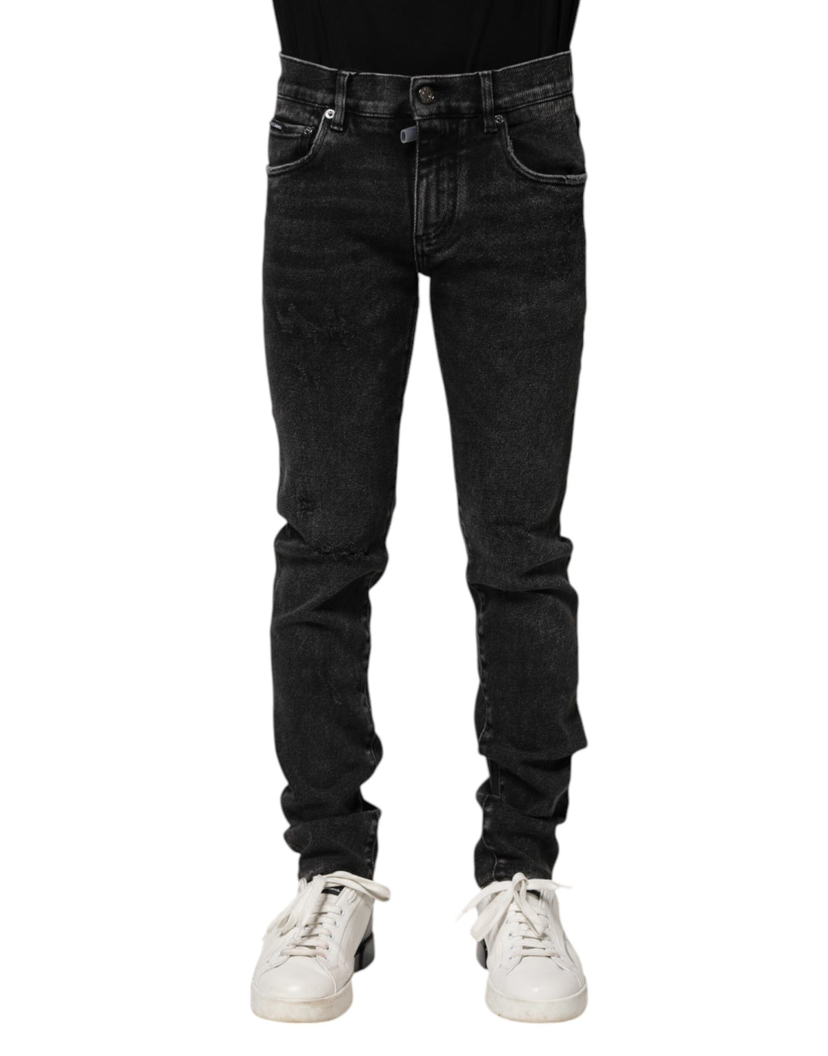 New Dolce & Gabbana Black Cotton Skinny Men Denim Jeans