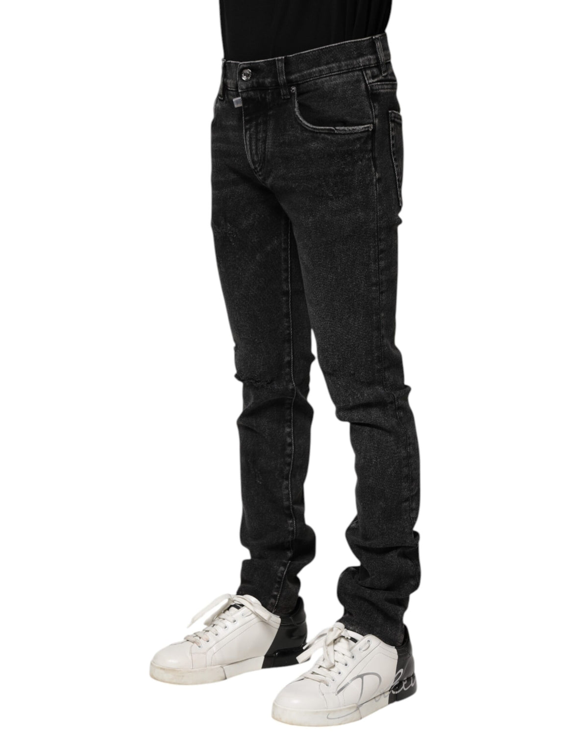 New Dolce & Gabbana Black Cotton Skinny Men Denim Jeans