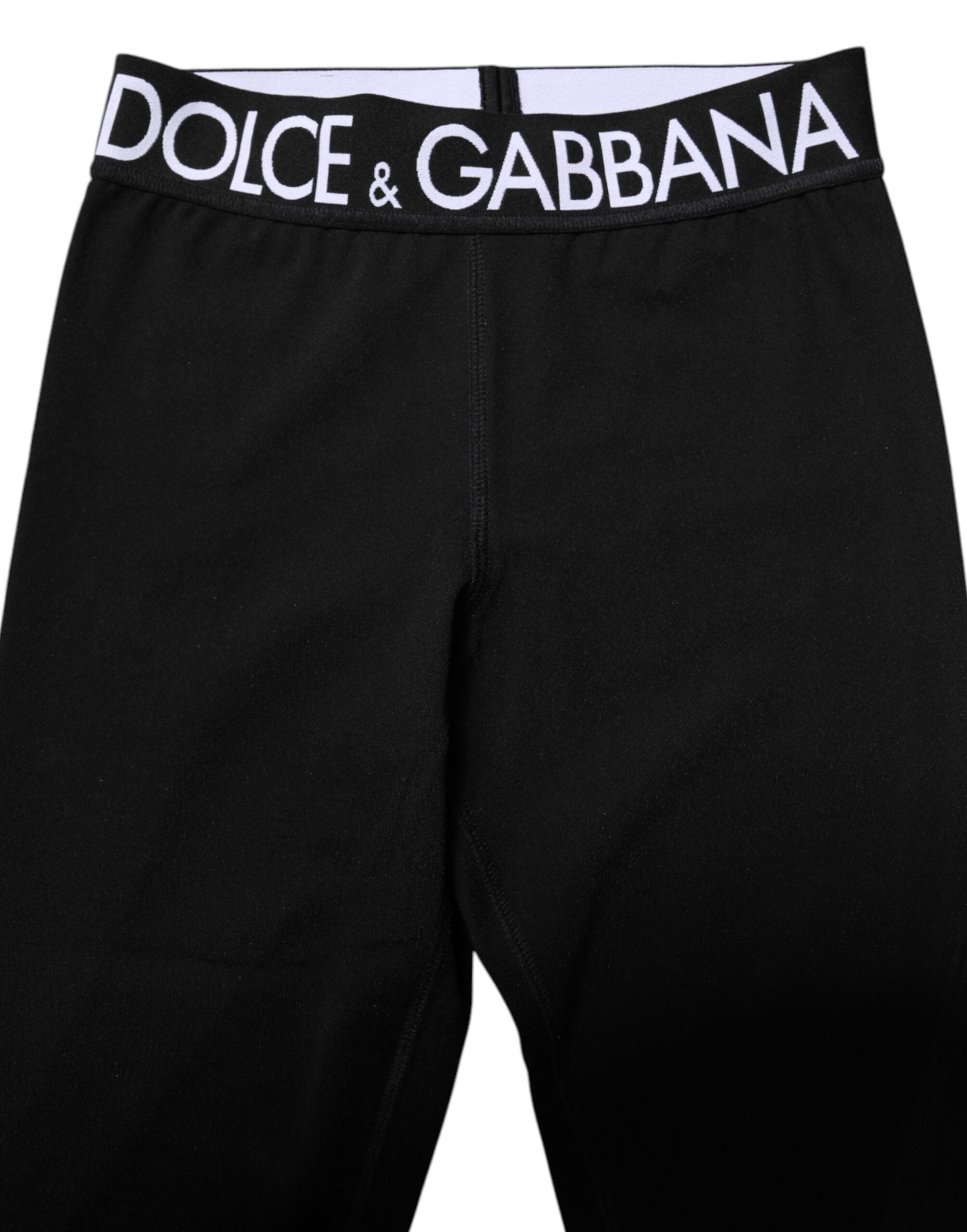New Dolce & Gabbana Black Silver Nylon Skinny Men Leggings Pants
