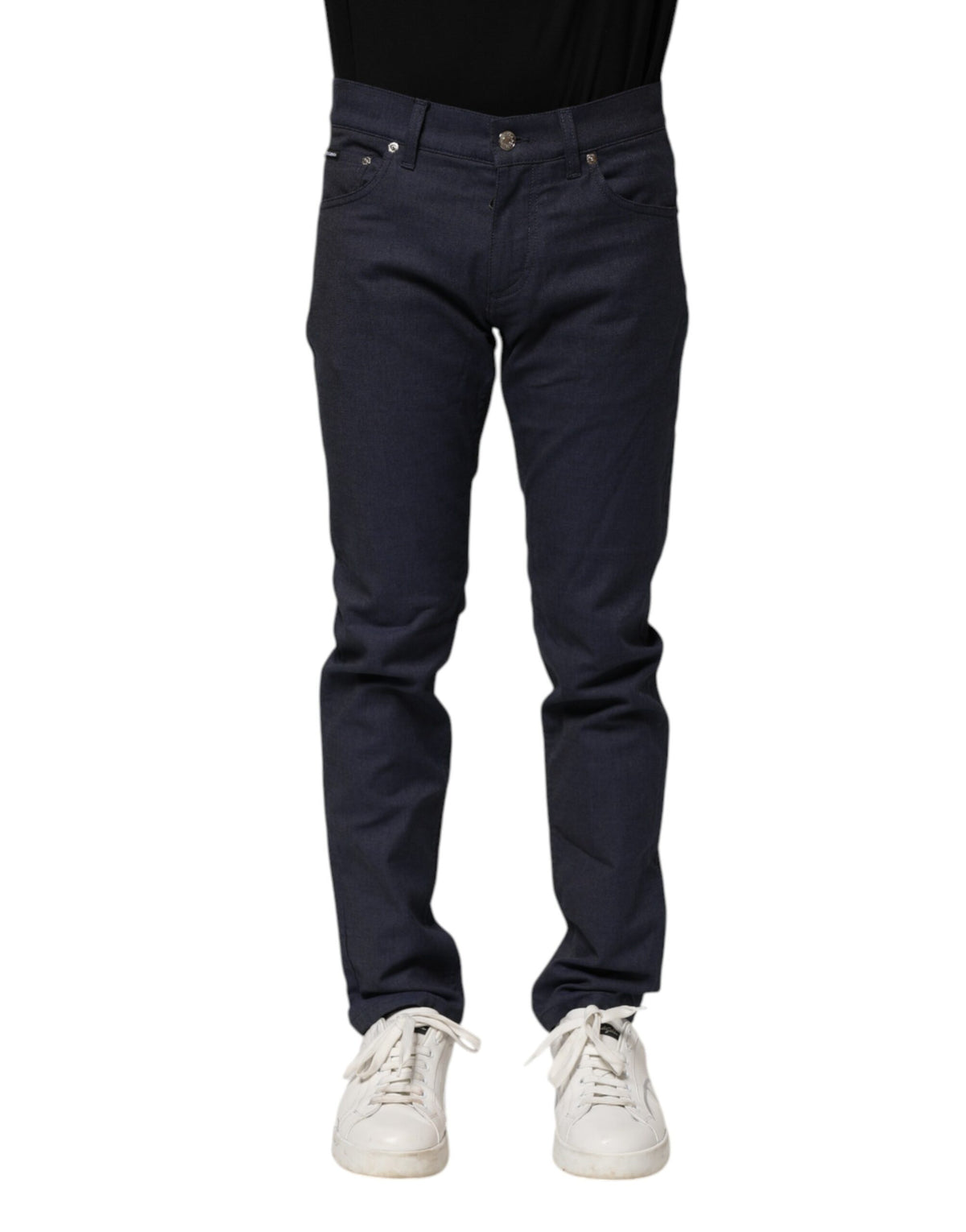 New Dolce & Gabbana Dark Blue Cotton Skinny Denim Jeans