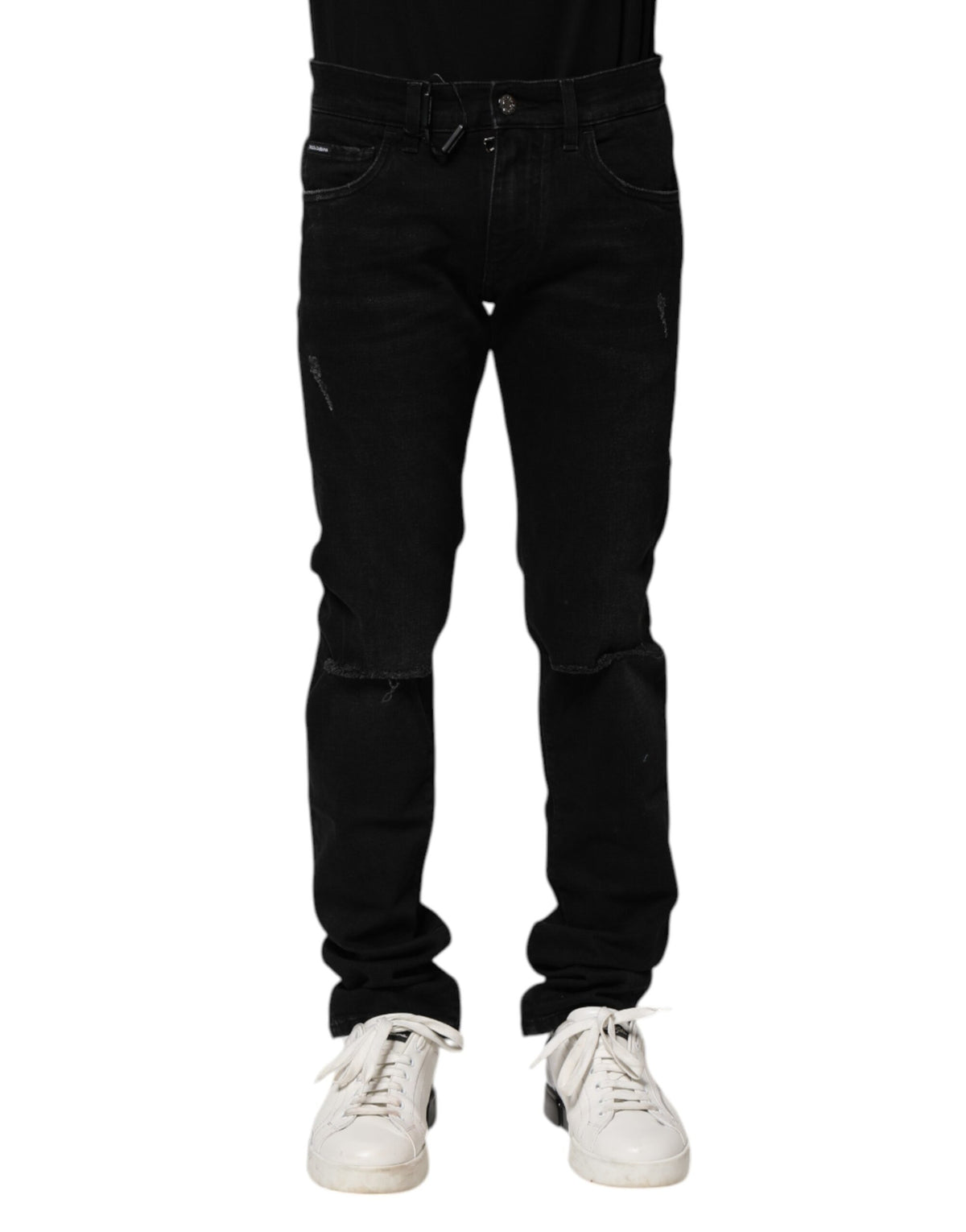 New Dolce & Gabbana Black Cotton Skinny Men Denim Jeans
