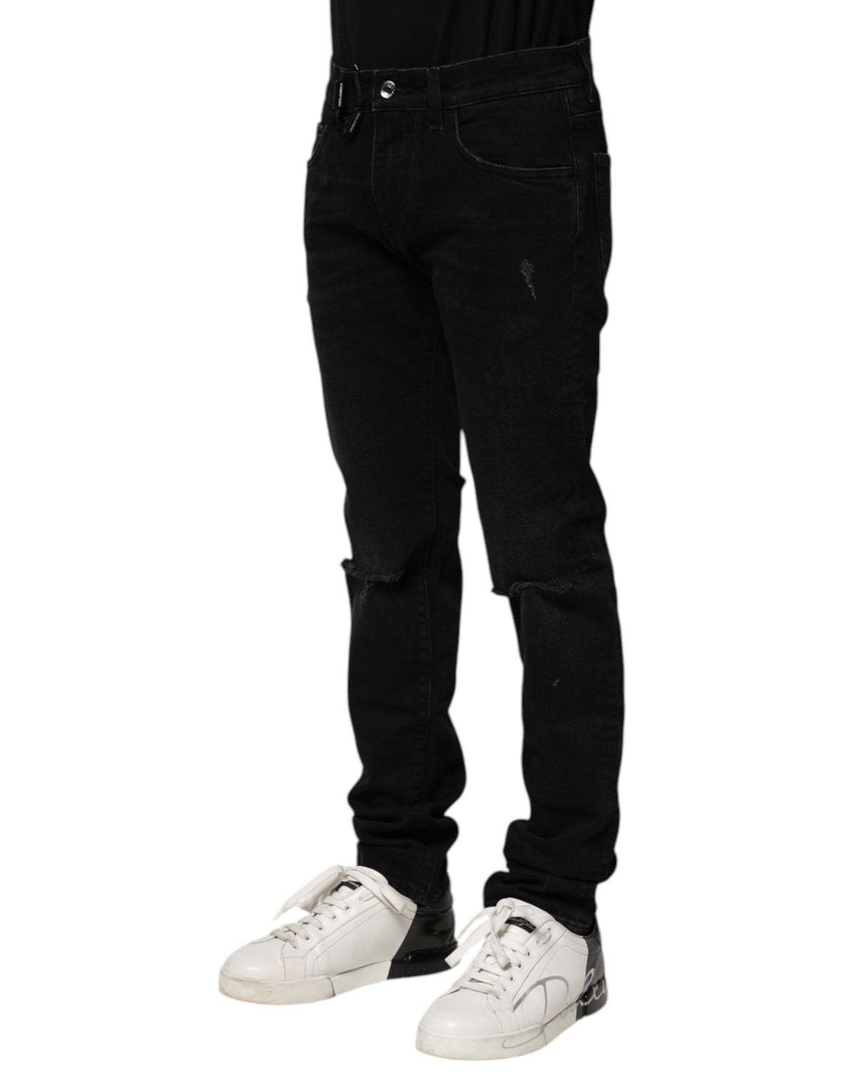 New Dolce & Gabbana Black Cotton Skinny Men Denim Jeans