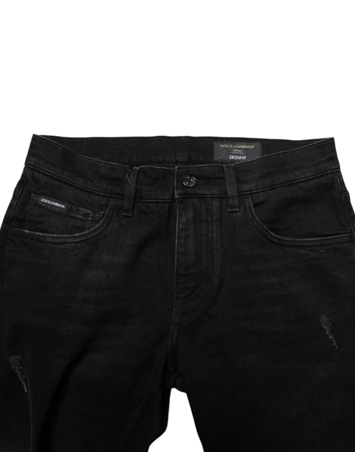 New Dolce & Gabbana Black Cotton Skinny Men Denim Jeans