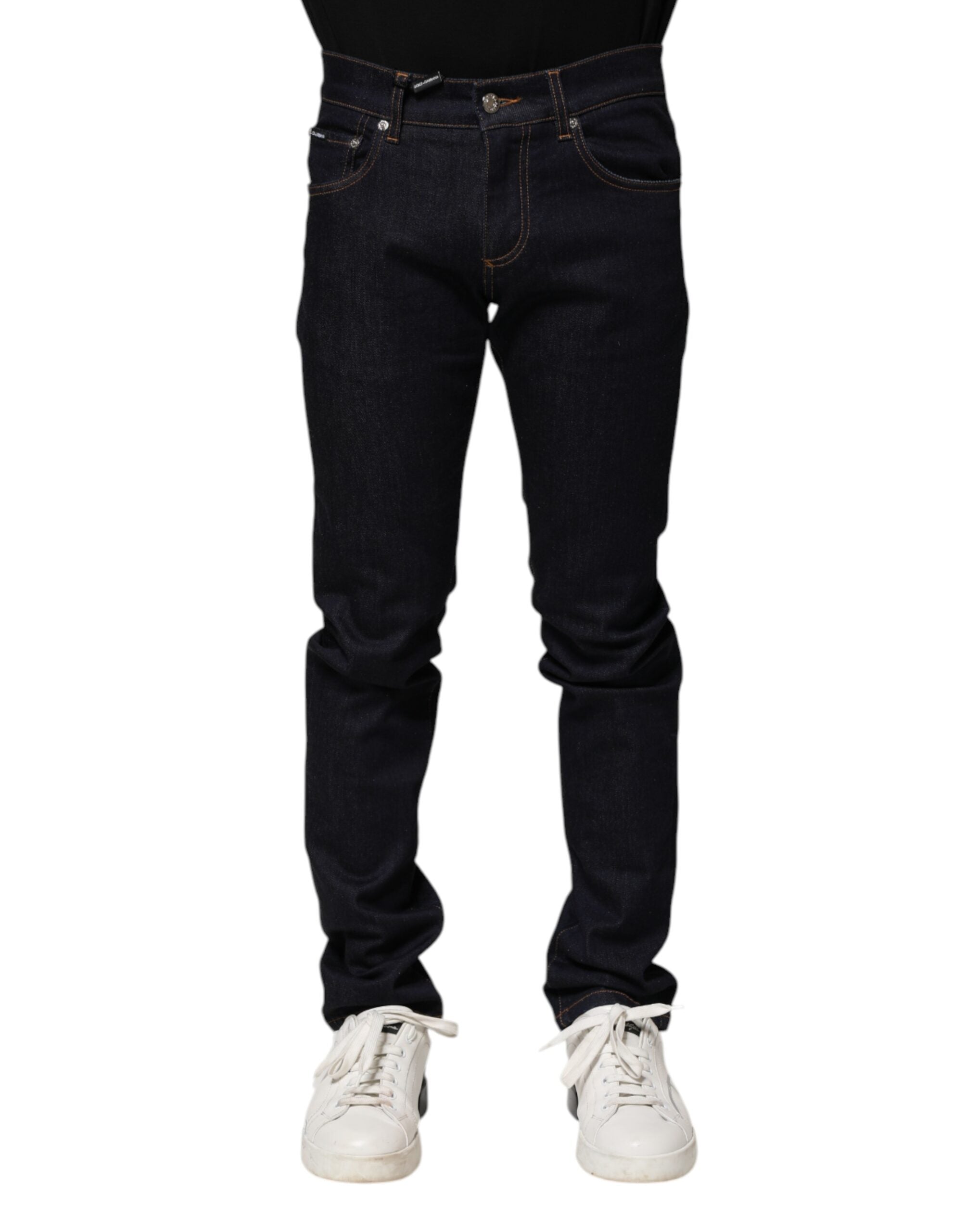 New Dolce & Gabbana Black Cotton Skinny Men Denim Jeans
