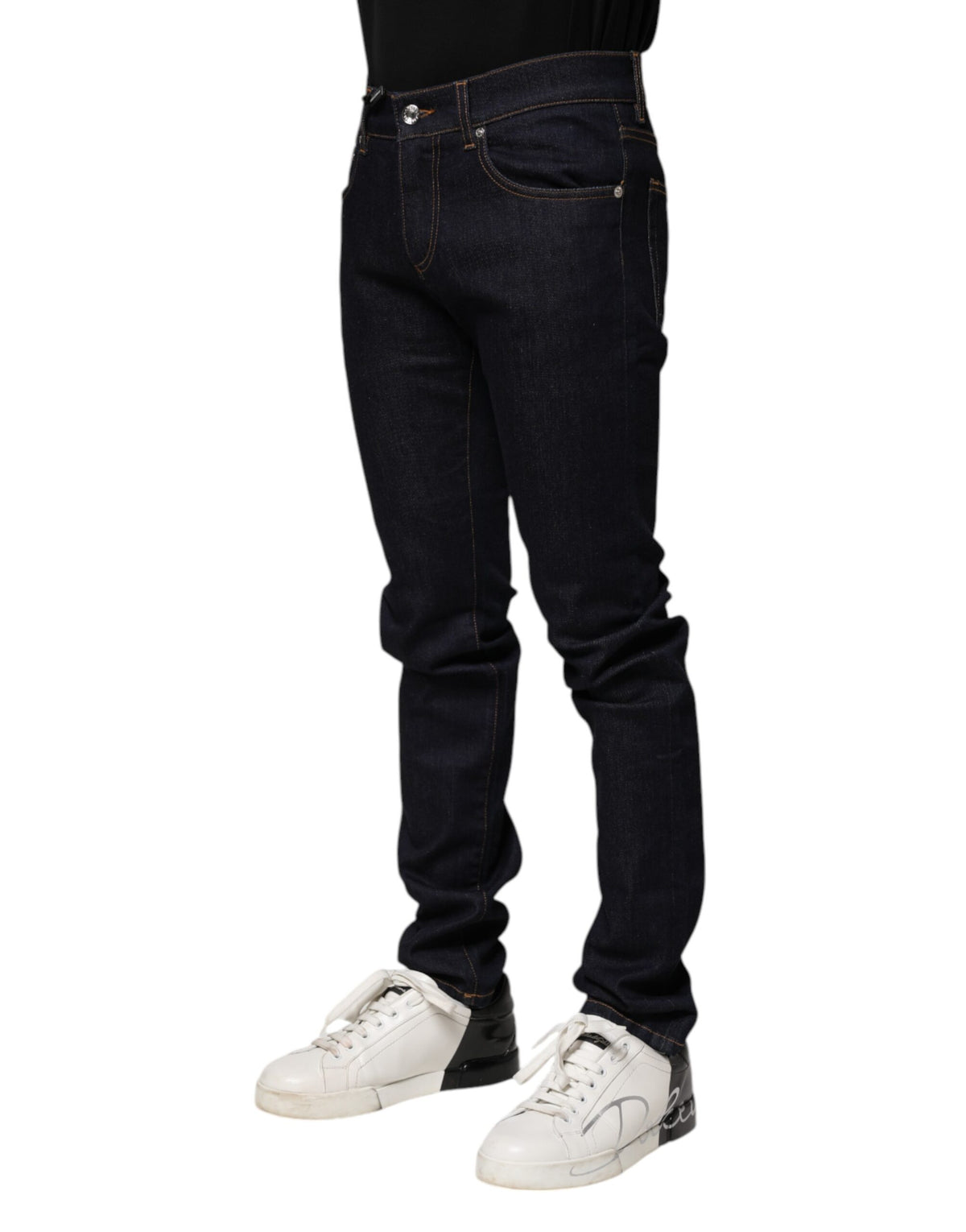 New Dolce & Gabbana Black Cotton Skinny Men Denim Jeans
