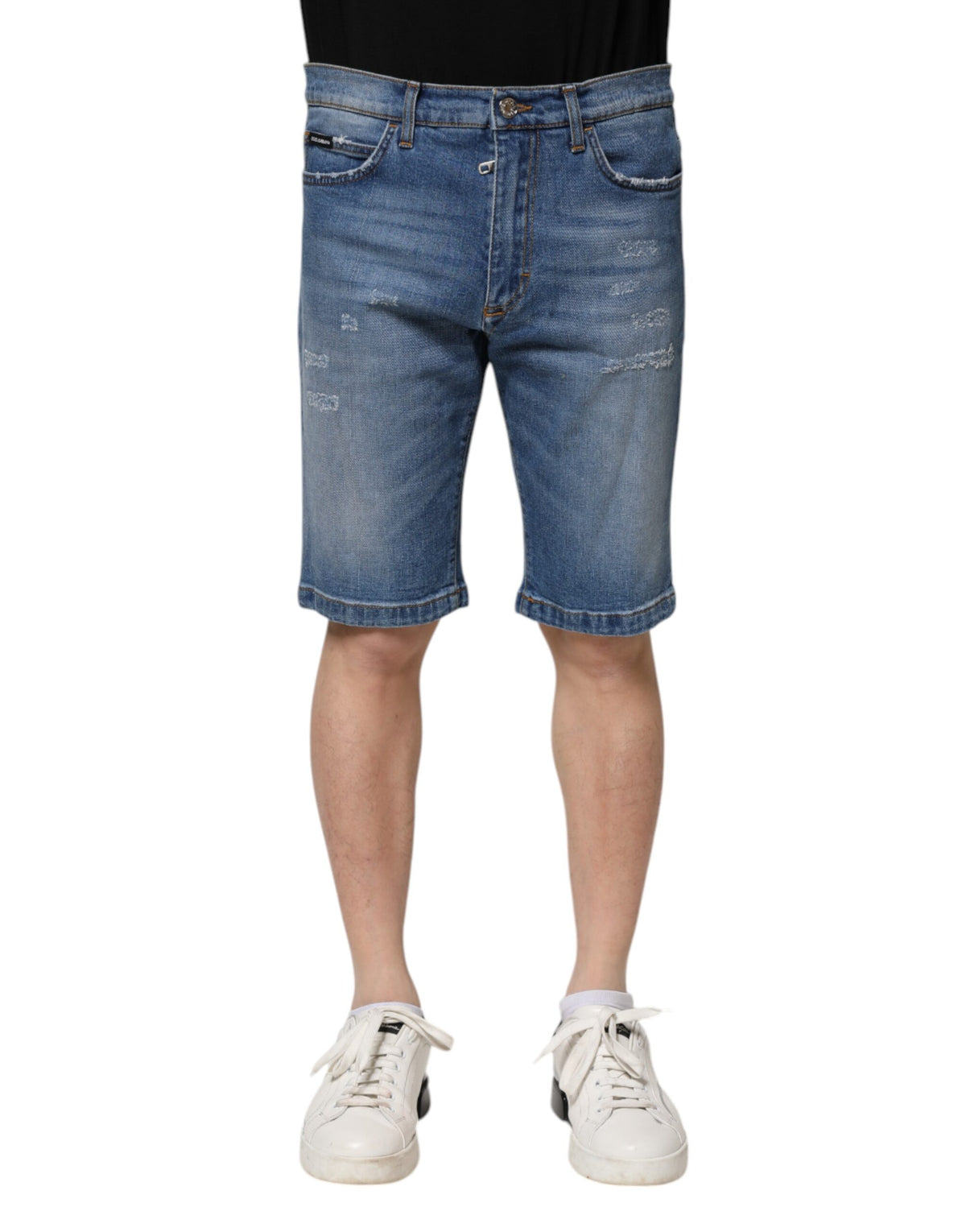 New Dolce & Gabbana Blue Cotton Stretch Men Denim Bermuda Shorts