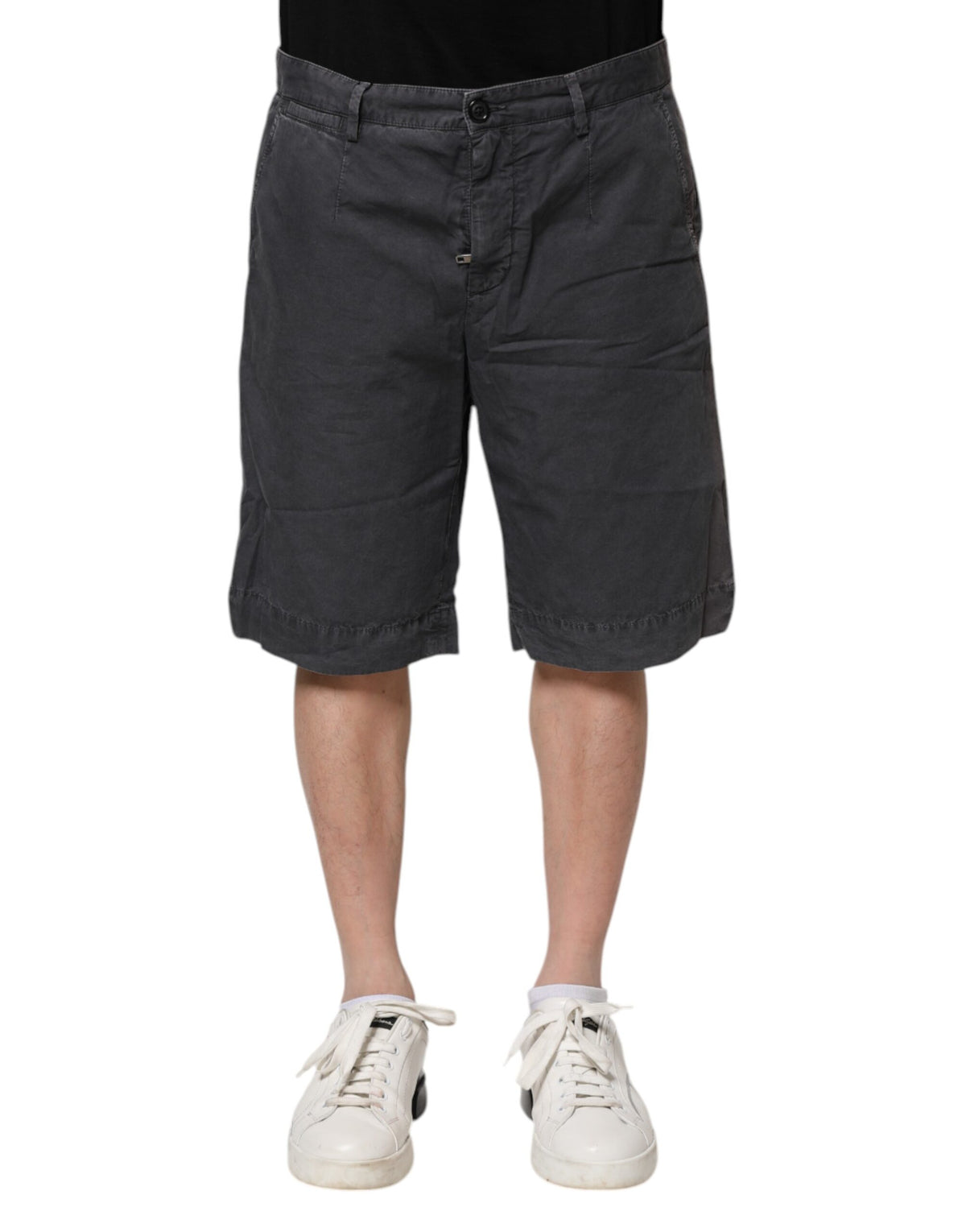 Dolce & Gabbana Dark Gray Cotton Stretch Denim Bermuda Shorts
