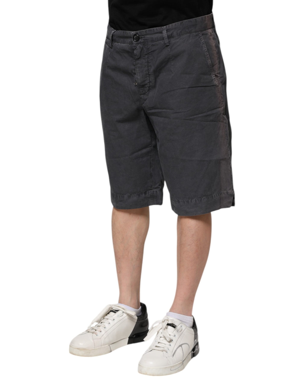 Dolce & Gabbana Dark Gray Cotton Stretch Denim Bermuda Shorts