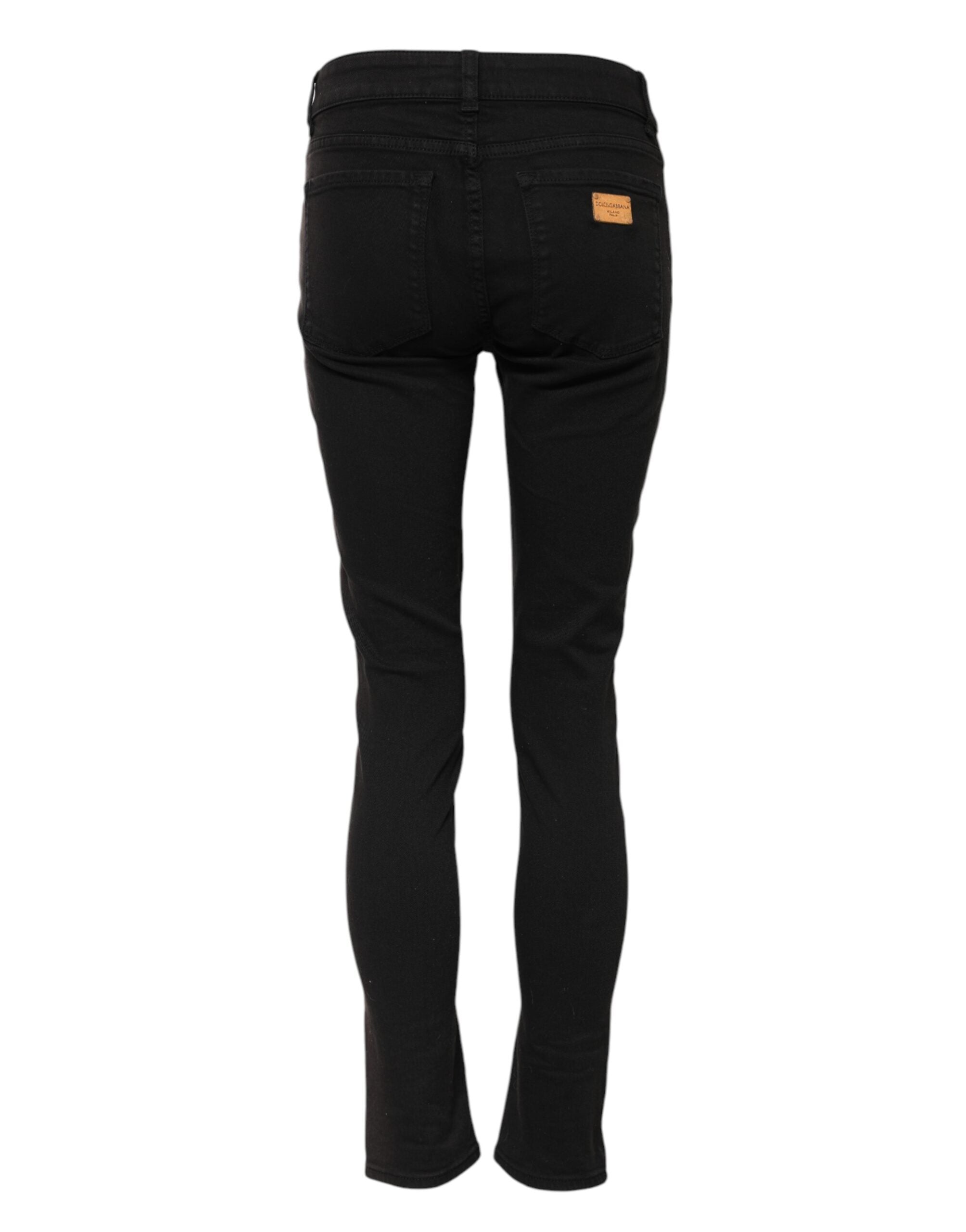 Pre-Owned Dolce & Gabbana Black Cotton Skinny Mid Waisted Denim Jeans