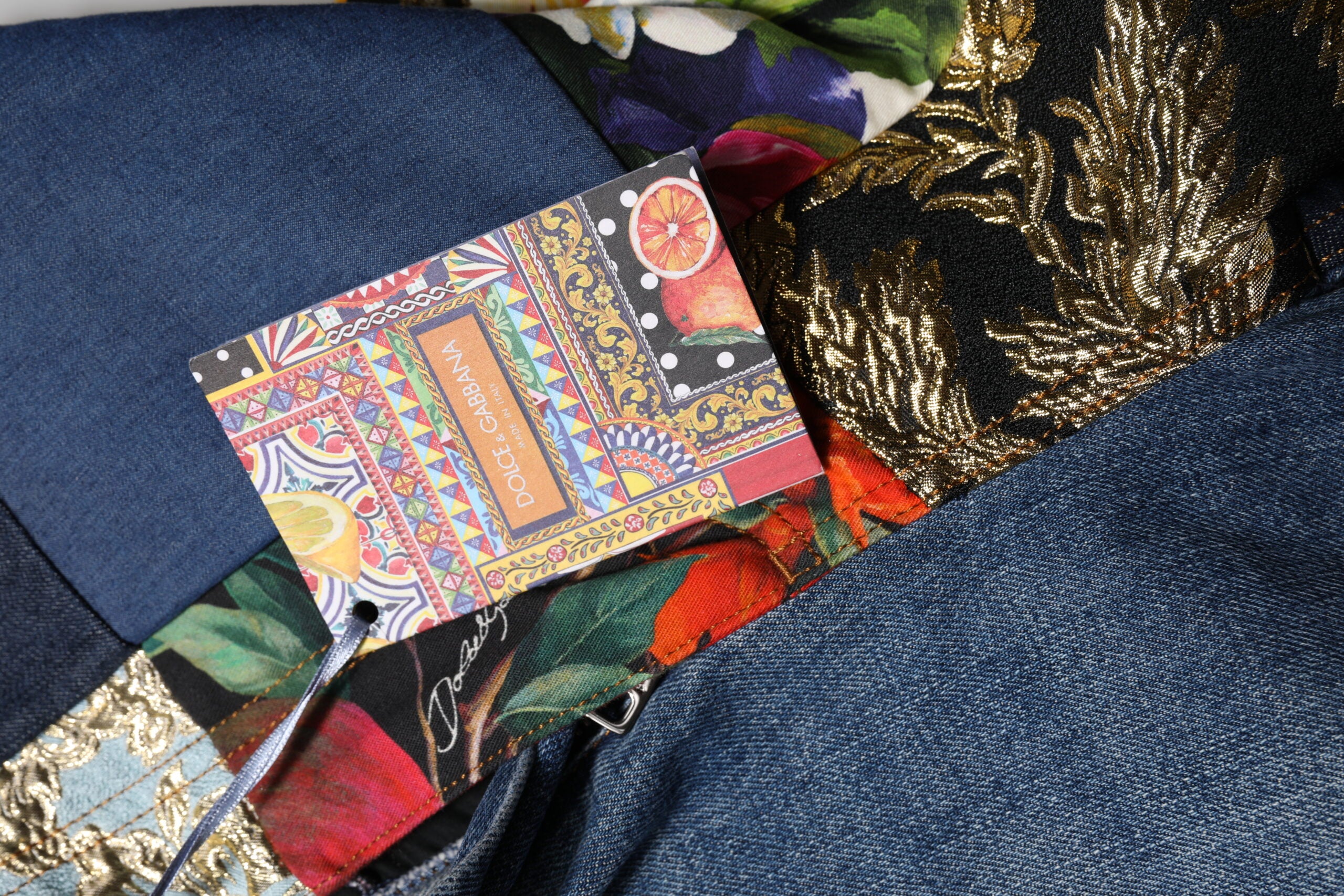 New Dolce & Gabbana Blue AMBER Patchwork High Waist Denim Jeans