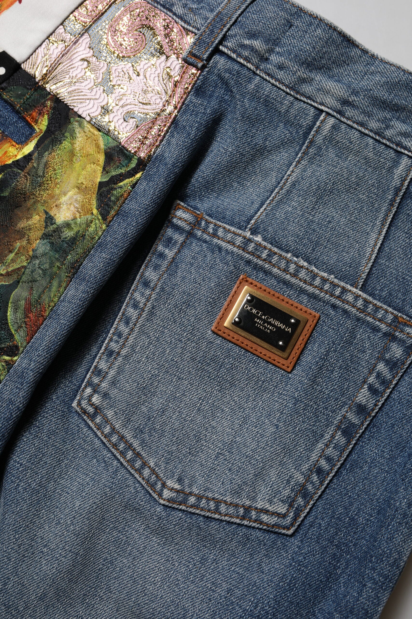 New Dolce & Gabbana Blue AMBER Patchwork High Waist Denim Jeans