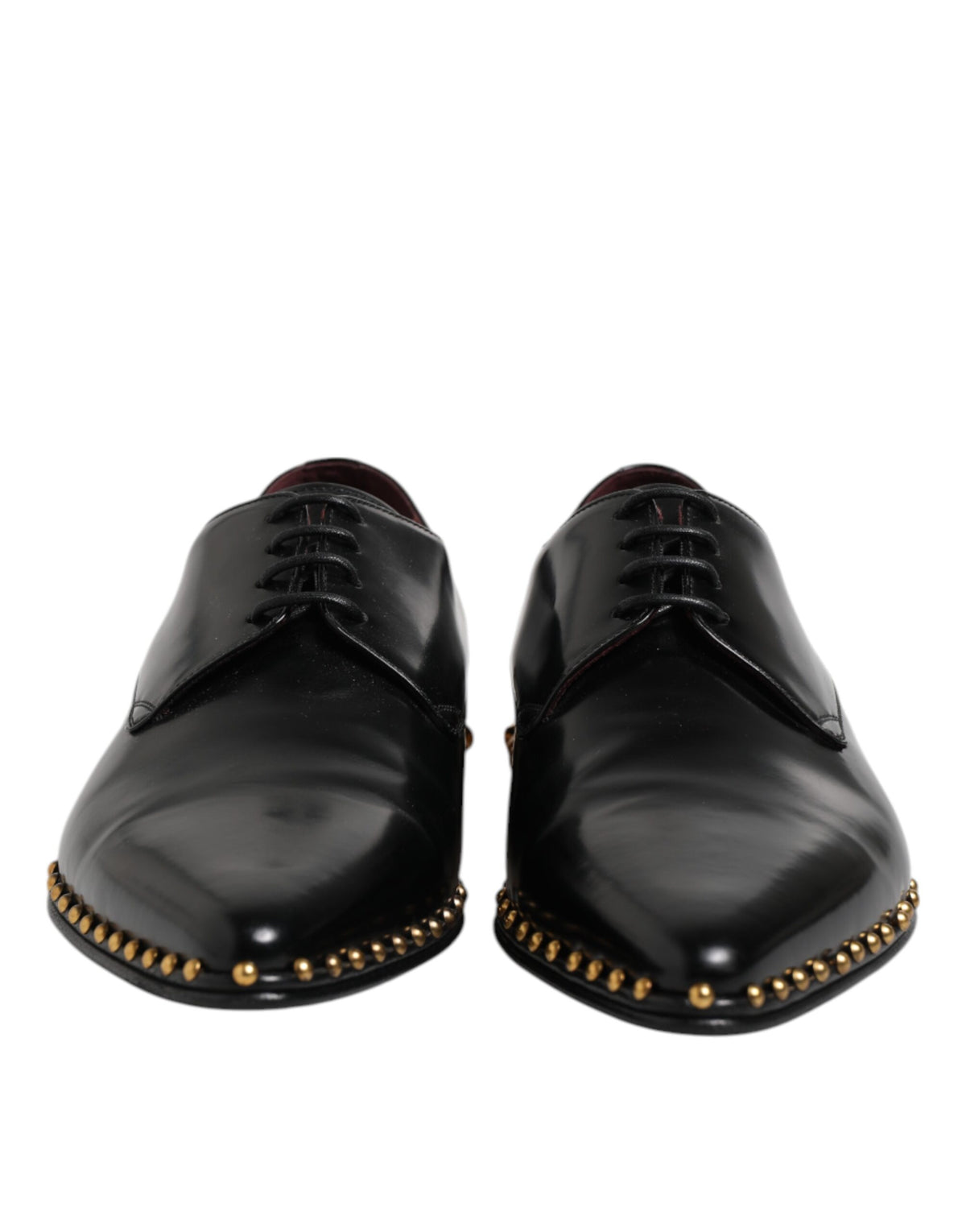 New Dolce & Gabbana Black Leather Studded Derby Men Dress Shoes