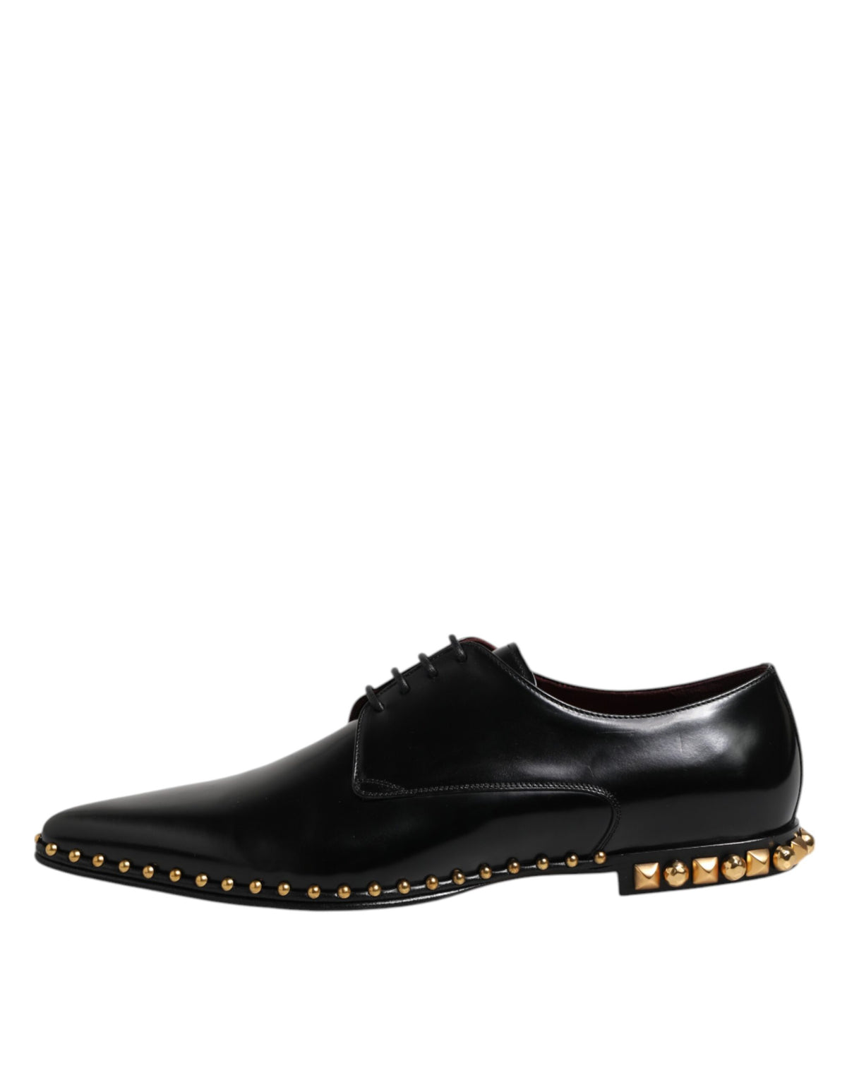 New Dolce & Gabbana Black Leather Studded Derby Men Dress Shoes