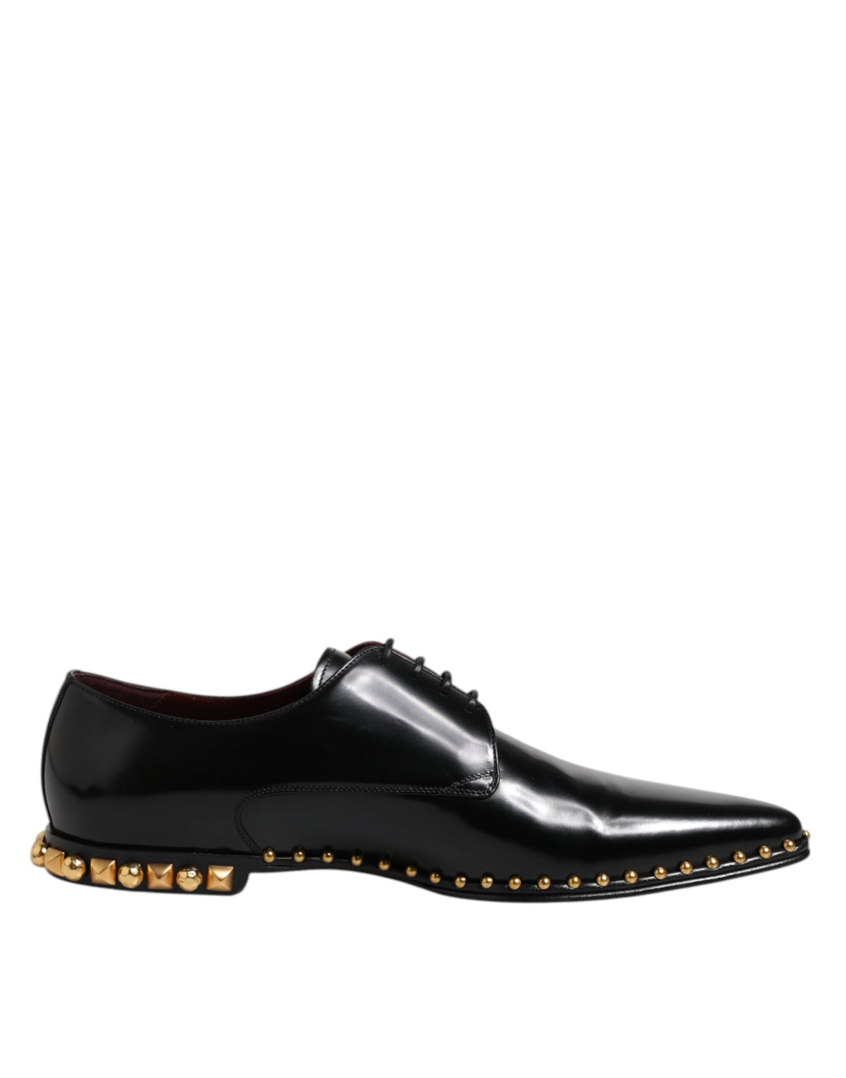New Dolce & Gabbana Black Leather Studded Derby Men Dress Shoes