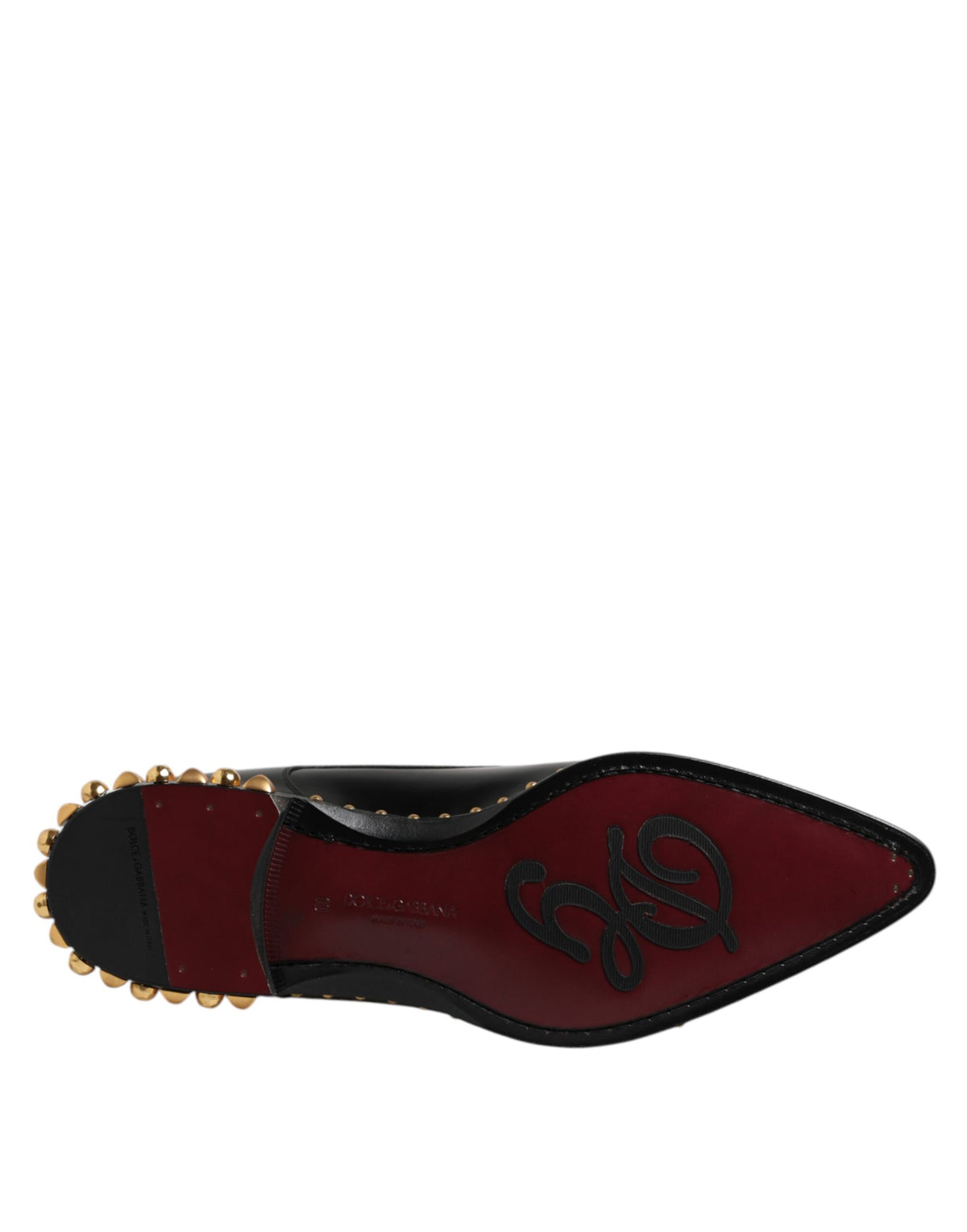 New Dolce & Gabbana Black Leather Studded Derby Men Dress Shoes