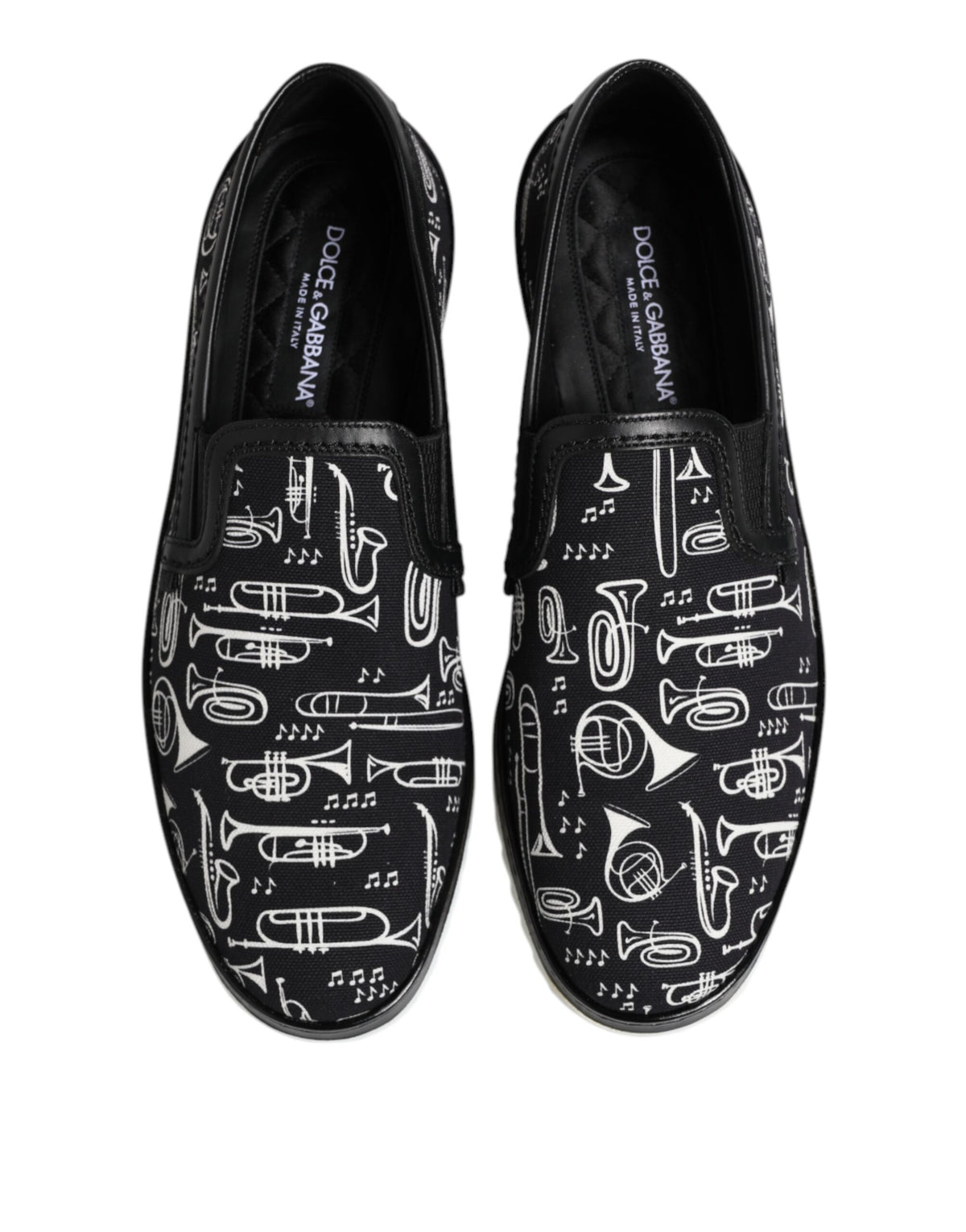 New Dolce & Gabbana Black Slip On Printed Men Loafers Shoes