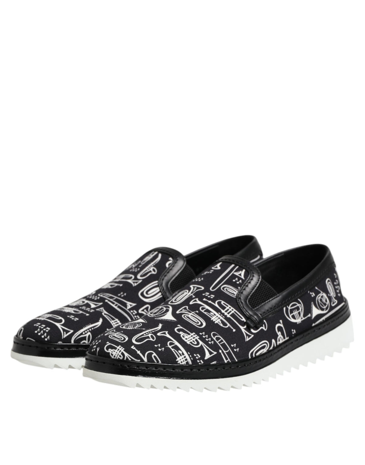 New Dolce & Gabbana Black Slip On Printed Men Loafers Shoes