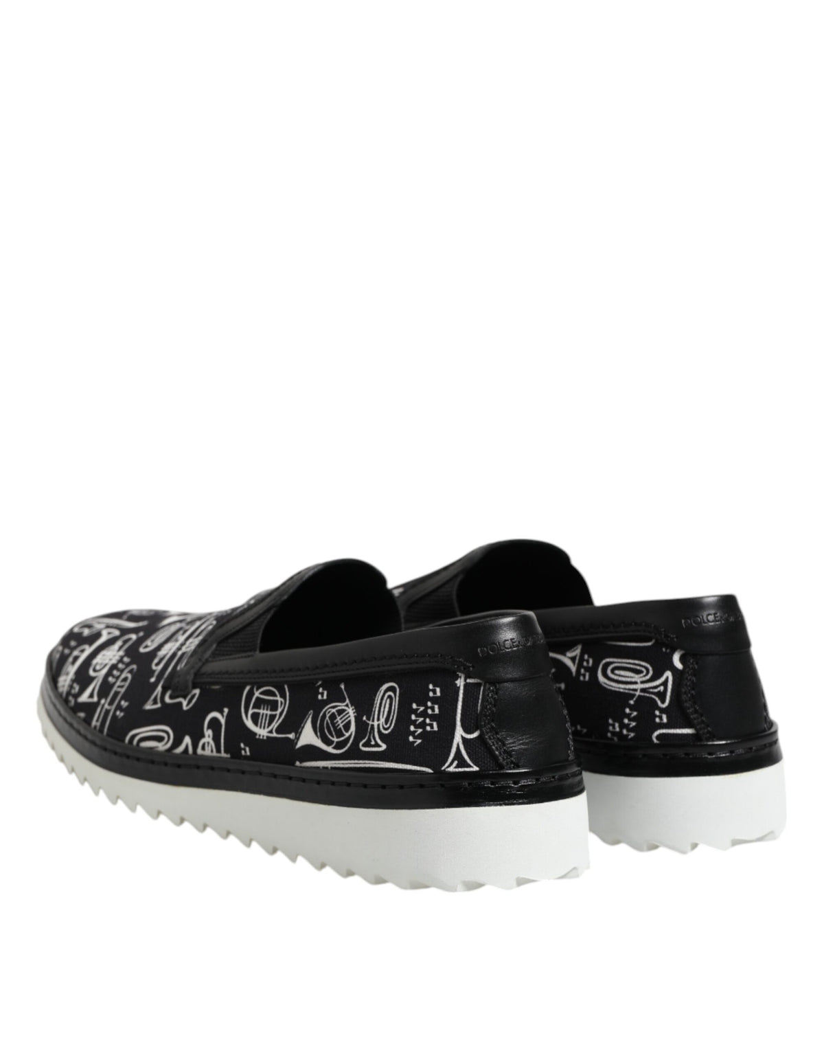 New Dolce & Gabbana Black Slip On Printed Men Loafers Shoes