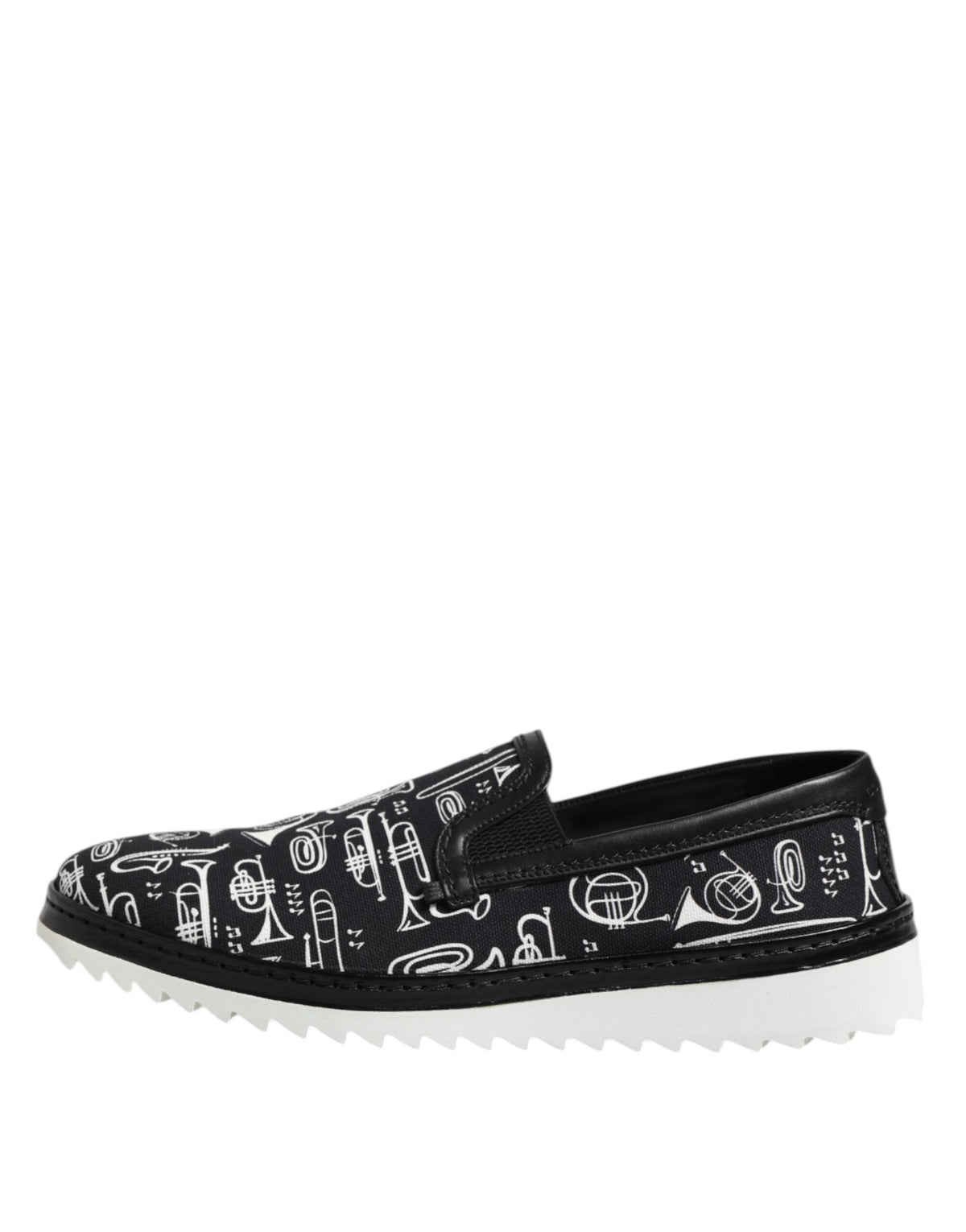 New Dolce & Gabbana Black Slip On Printed Men Loafers Shoes