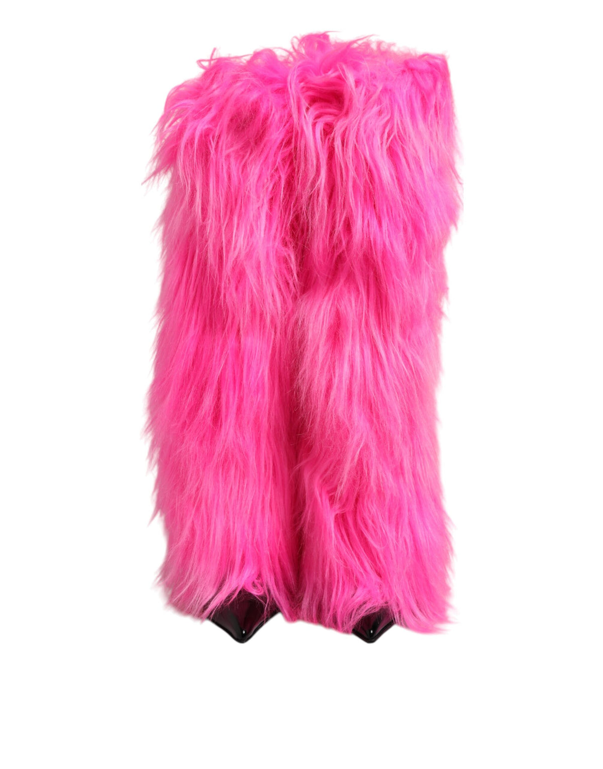 New Dolce & Gabbana Pink Faux Fur Leather High Heels Boots Shoes